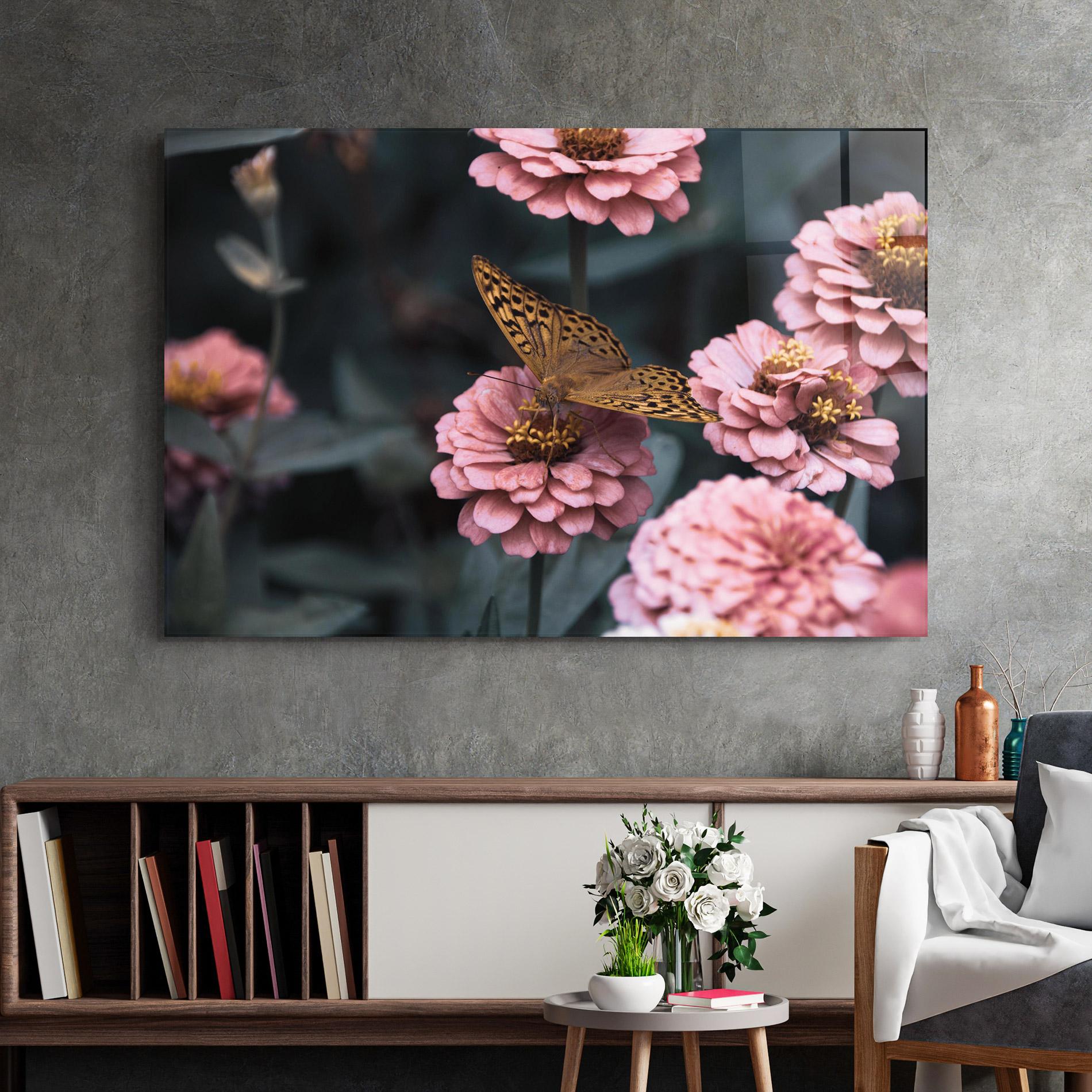 Glasbild Flower Butterfly mockup 2