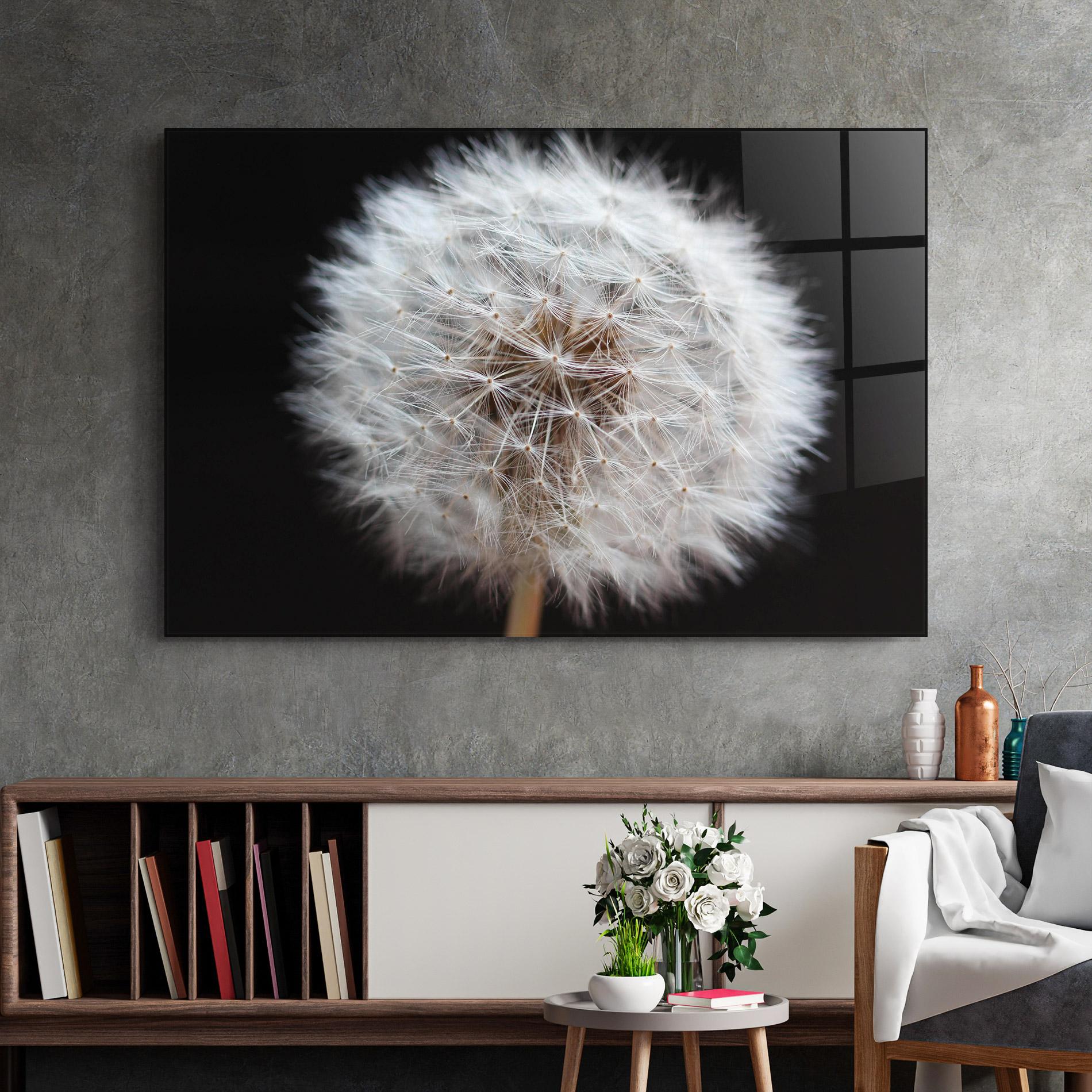 Glasbild Wild Dandelion Closeup mockup 2