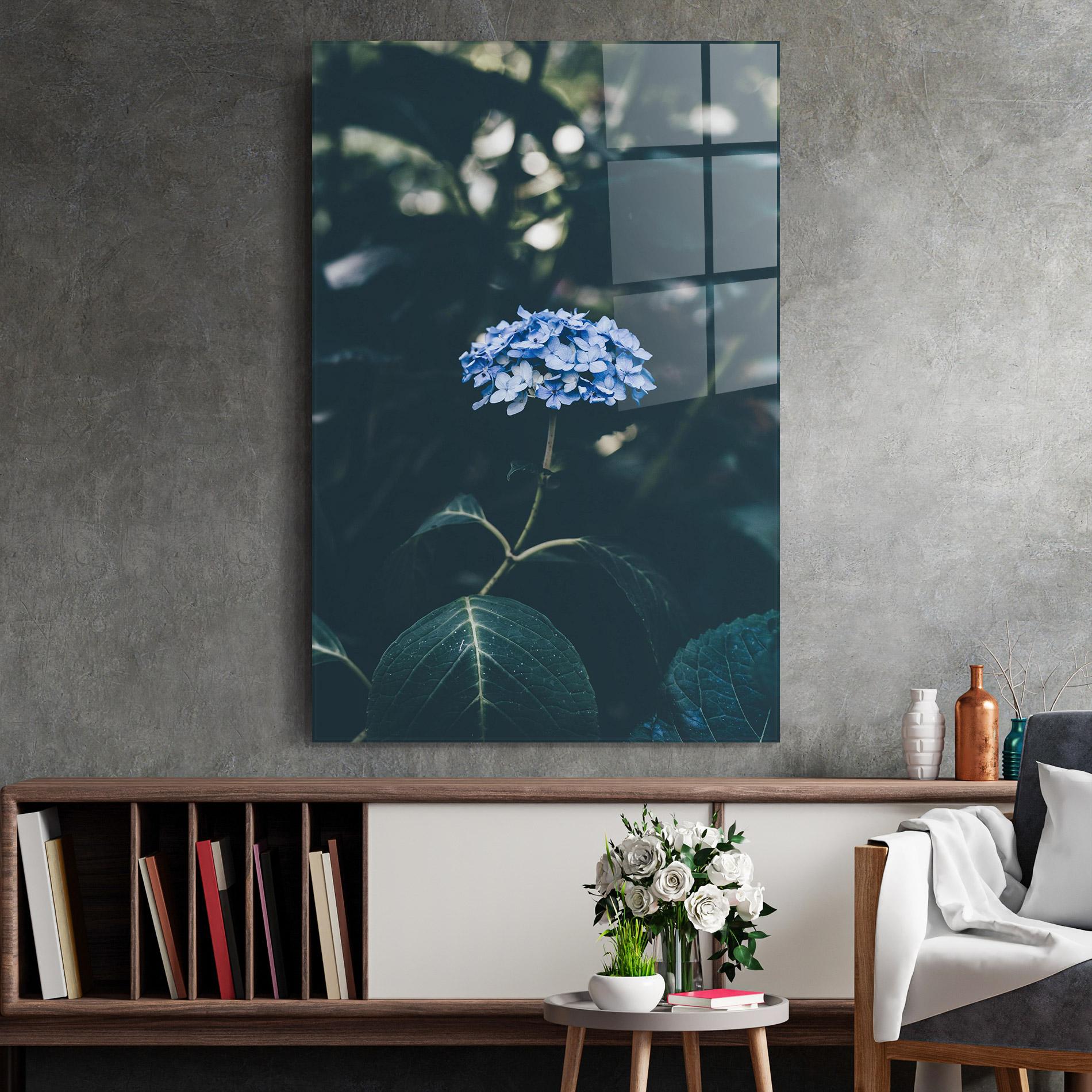 Glasbild Forest Blue Flower mockup 2