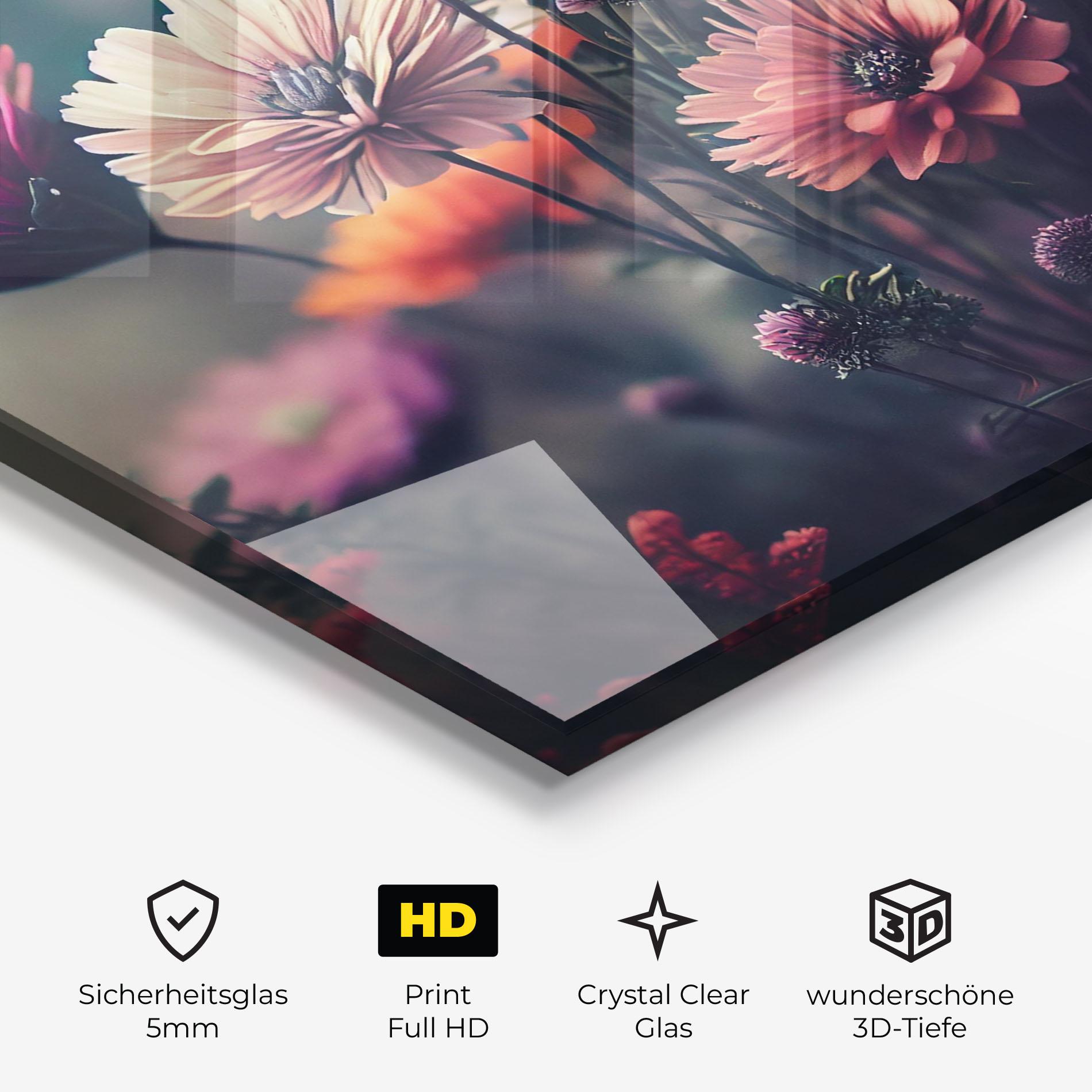 Glasbild Beautiful Flower Garden mockup 3
