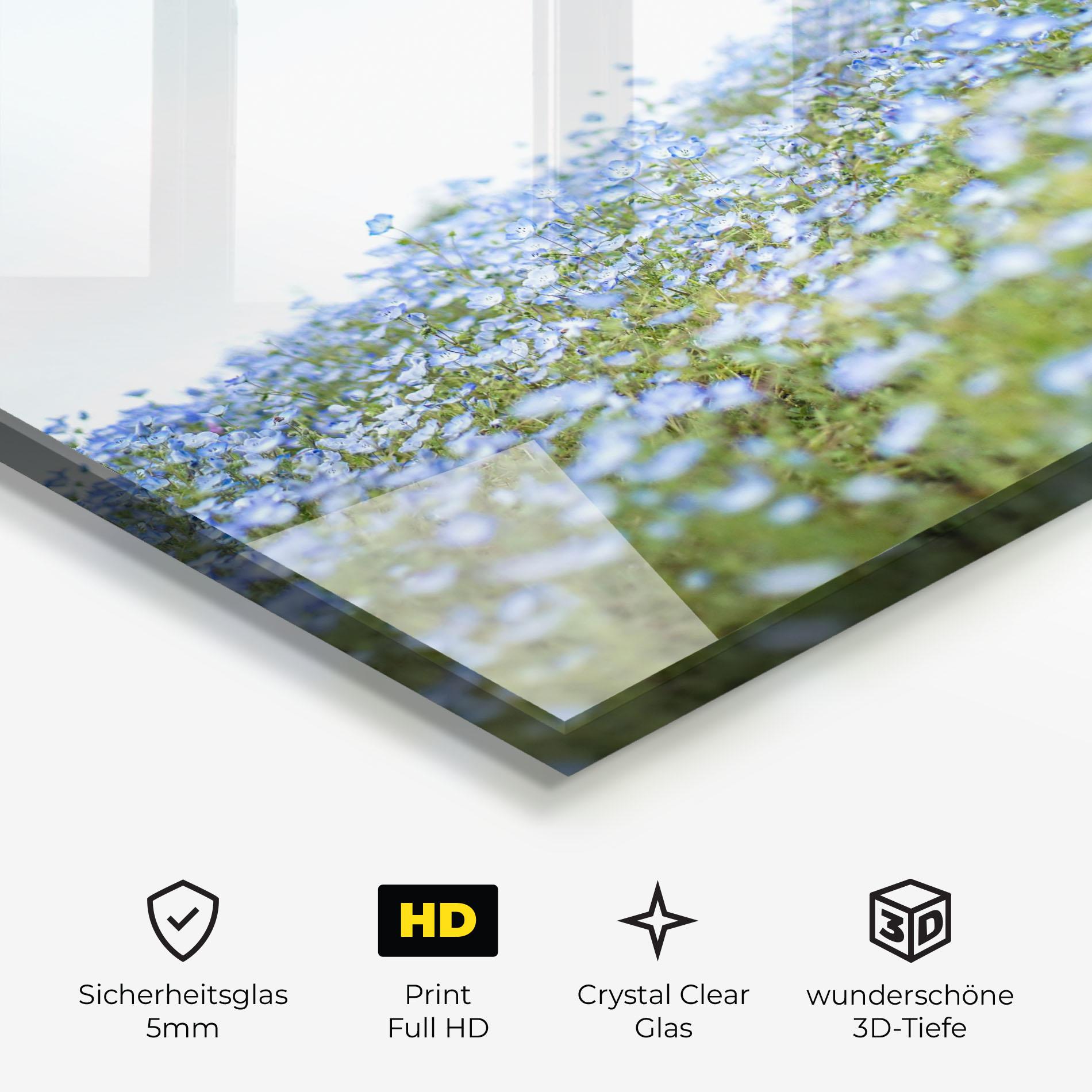 Glasbild Blue Wild Flowers mockup 3