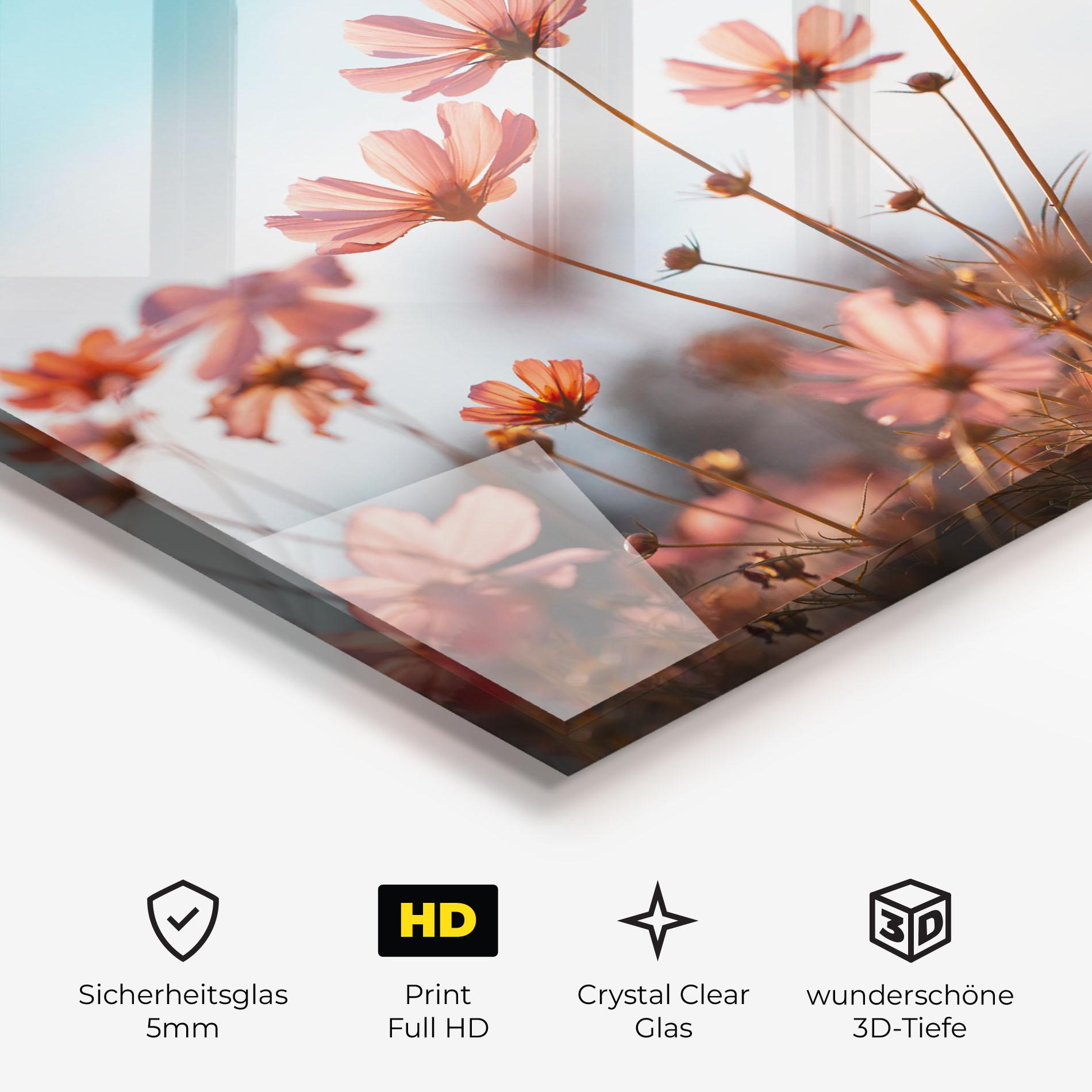 Glasbild Cosmos Flowers Beautiful mockup 3