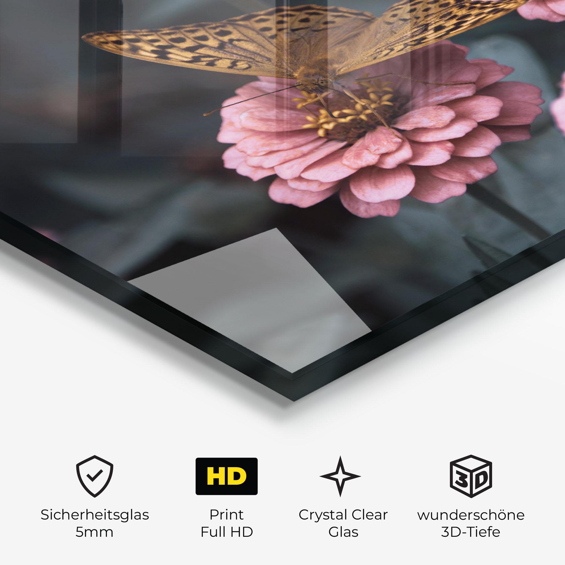 Glasbild Flower Butterfly mockup 3