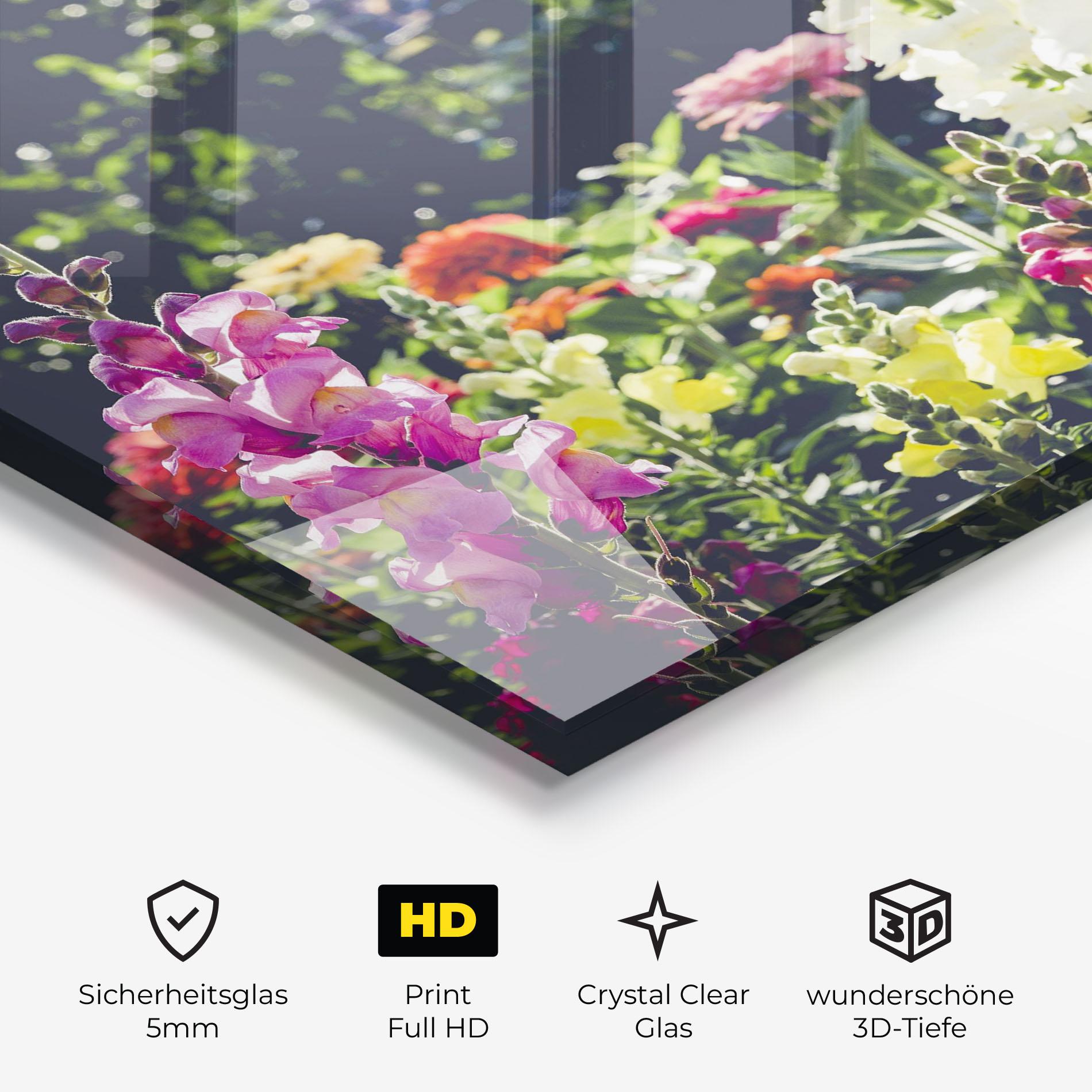 Glasbild Garden Pretty Flowers mockup 3