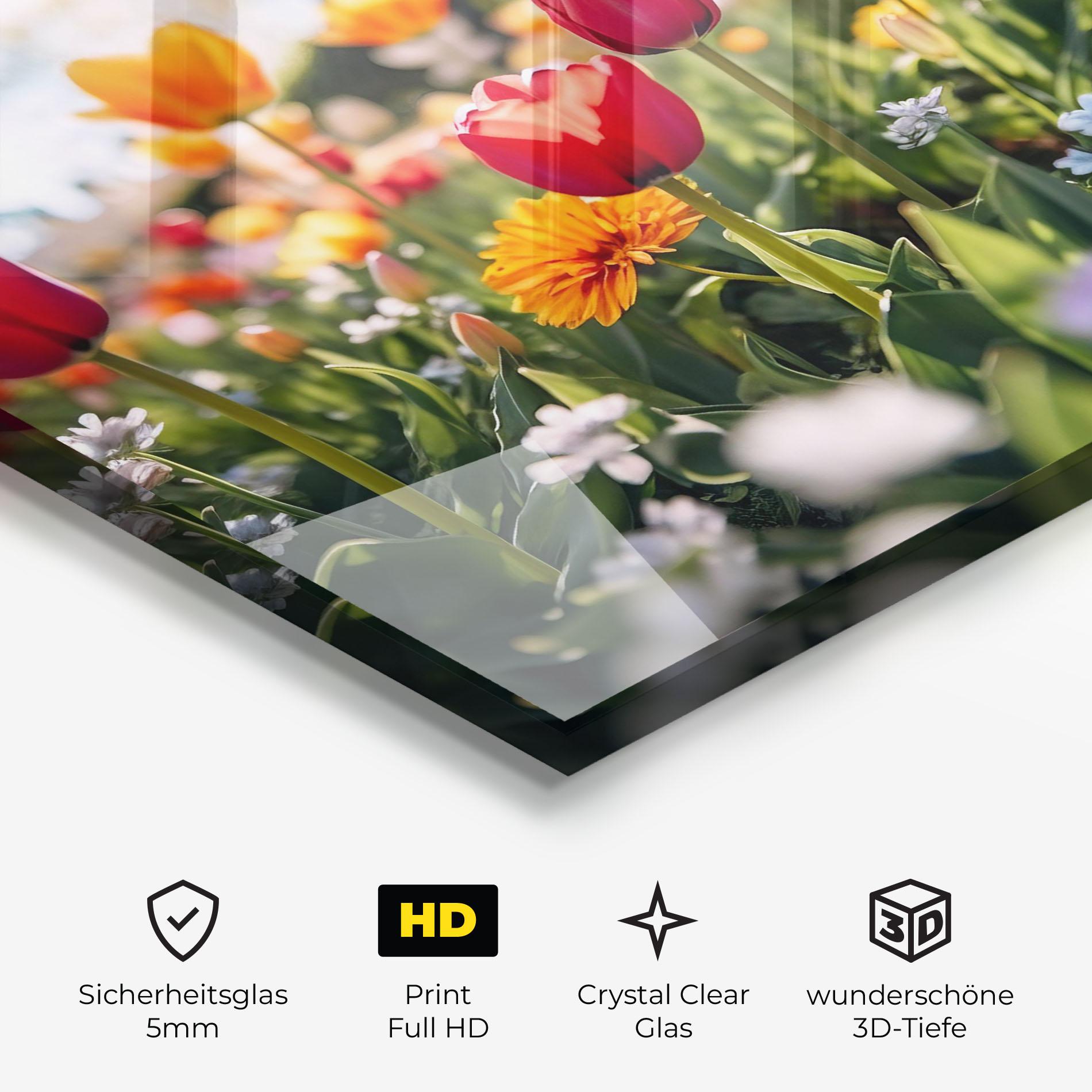 Glasbild Garden Tulips Mix mockup 3