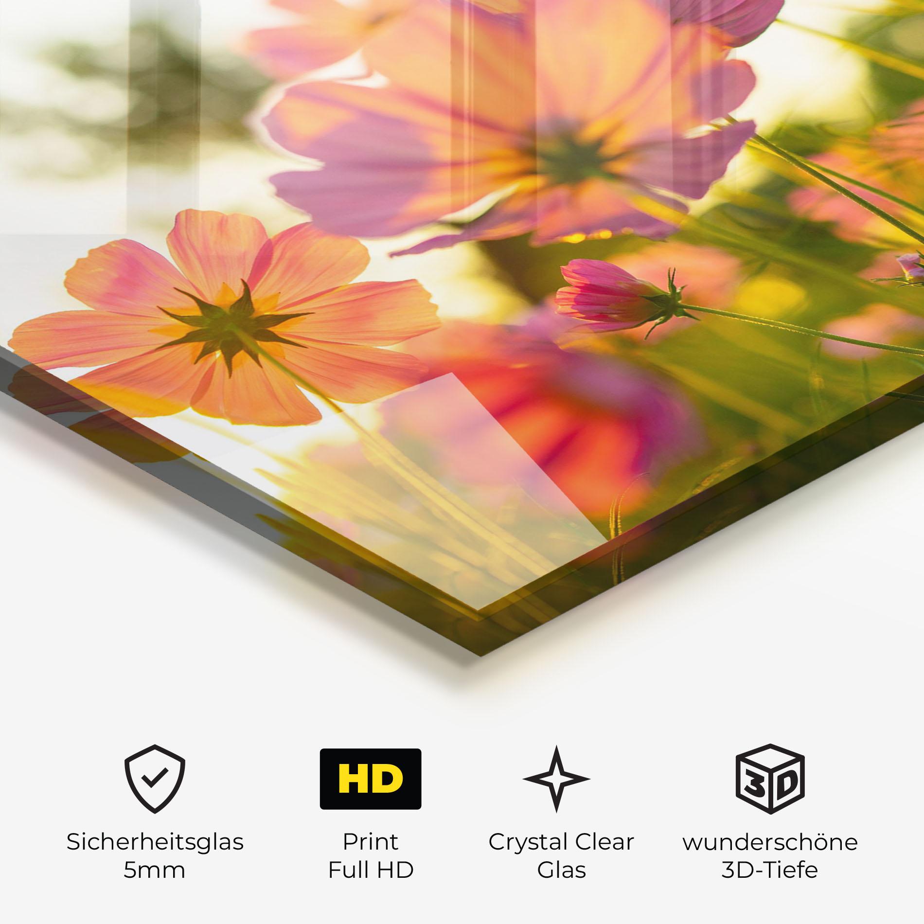 Glasbild Sunset Blooming Flower mockup 3
