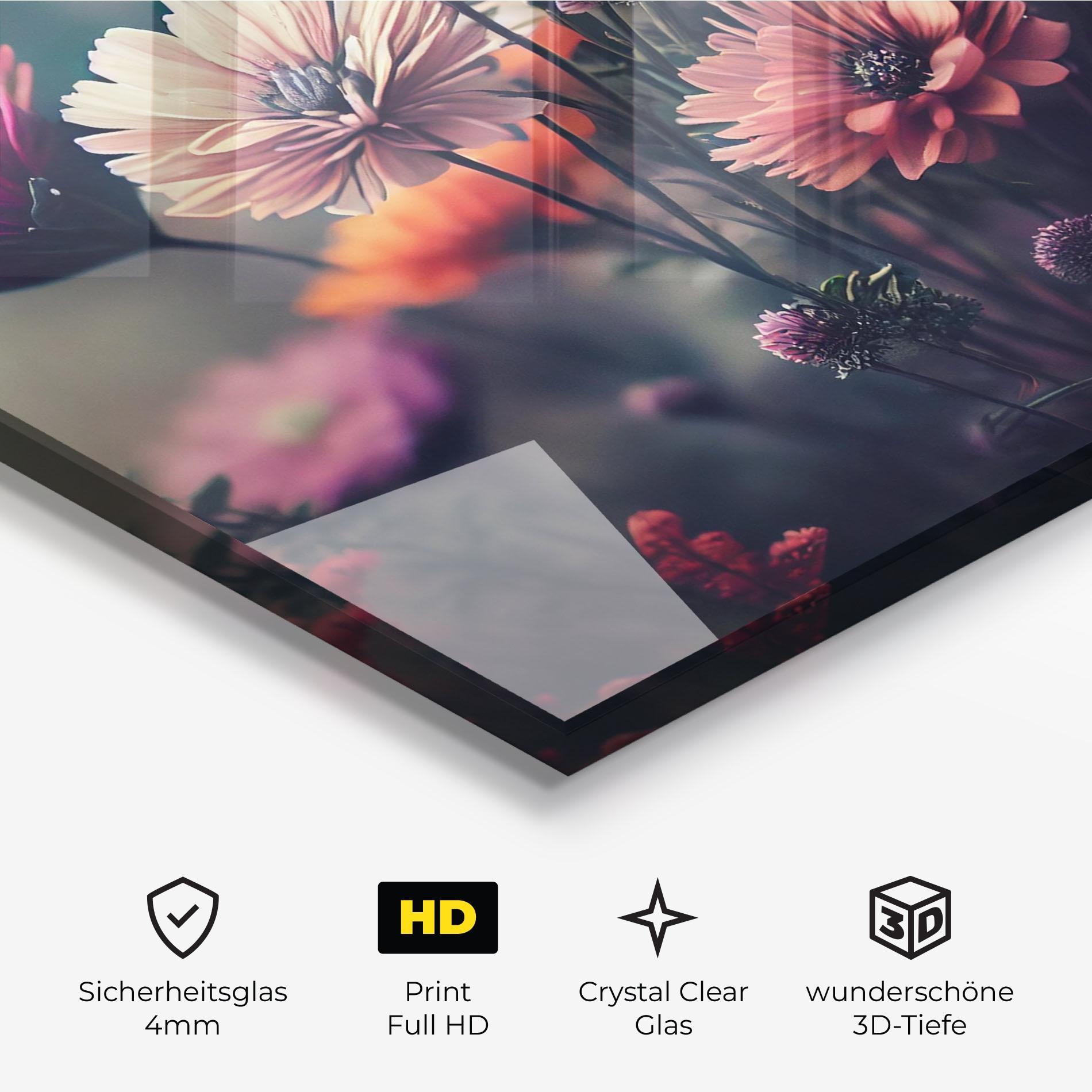 Glasbild Beautiful Flower Garden mockup 3
