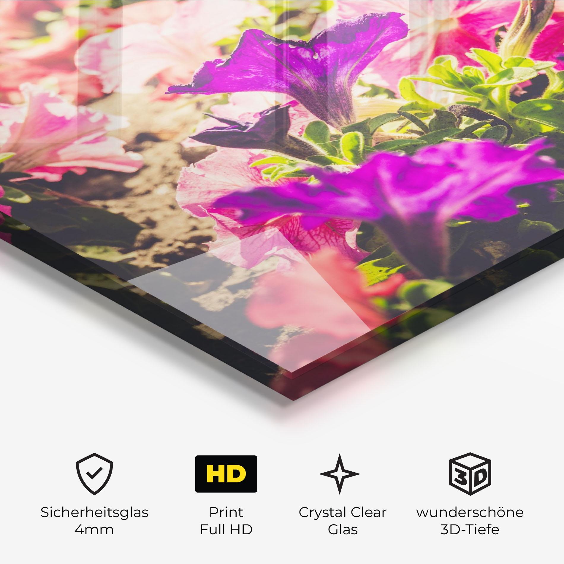 Glasbild Daylight Purple Flower mockup 3