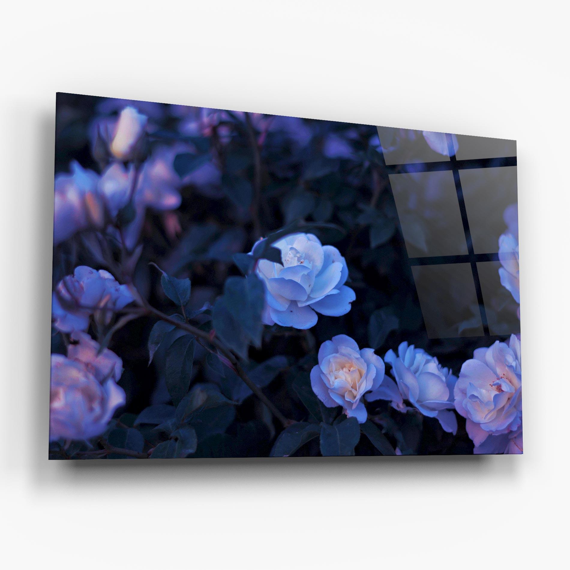 Glasbild Blue Light Rose mockup 6