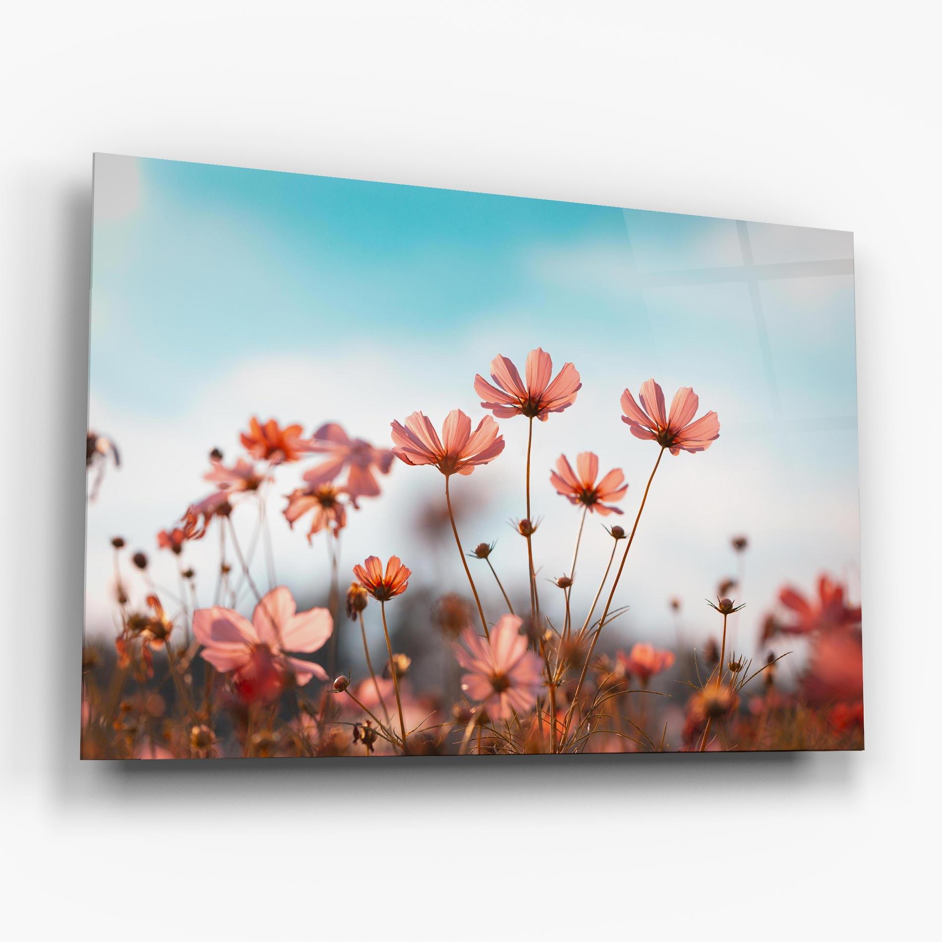Glasbild Cosmos Flowers Beautiful mockup 6