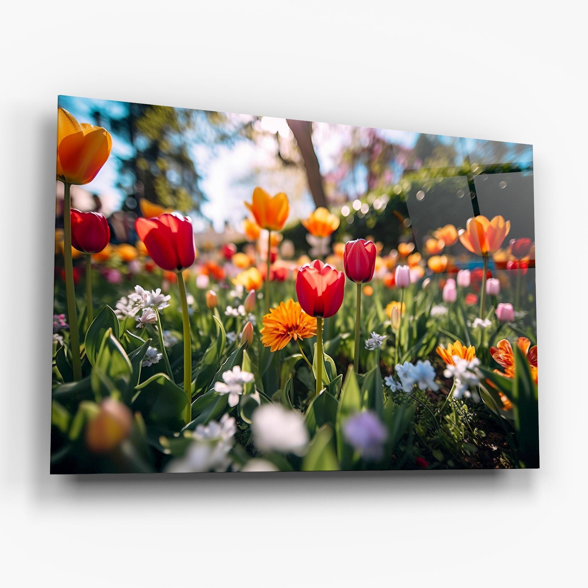 Glasbild Garden Tulips Mix mockup 6