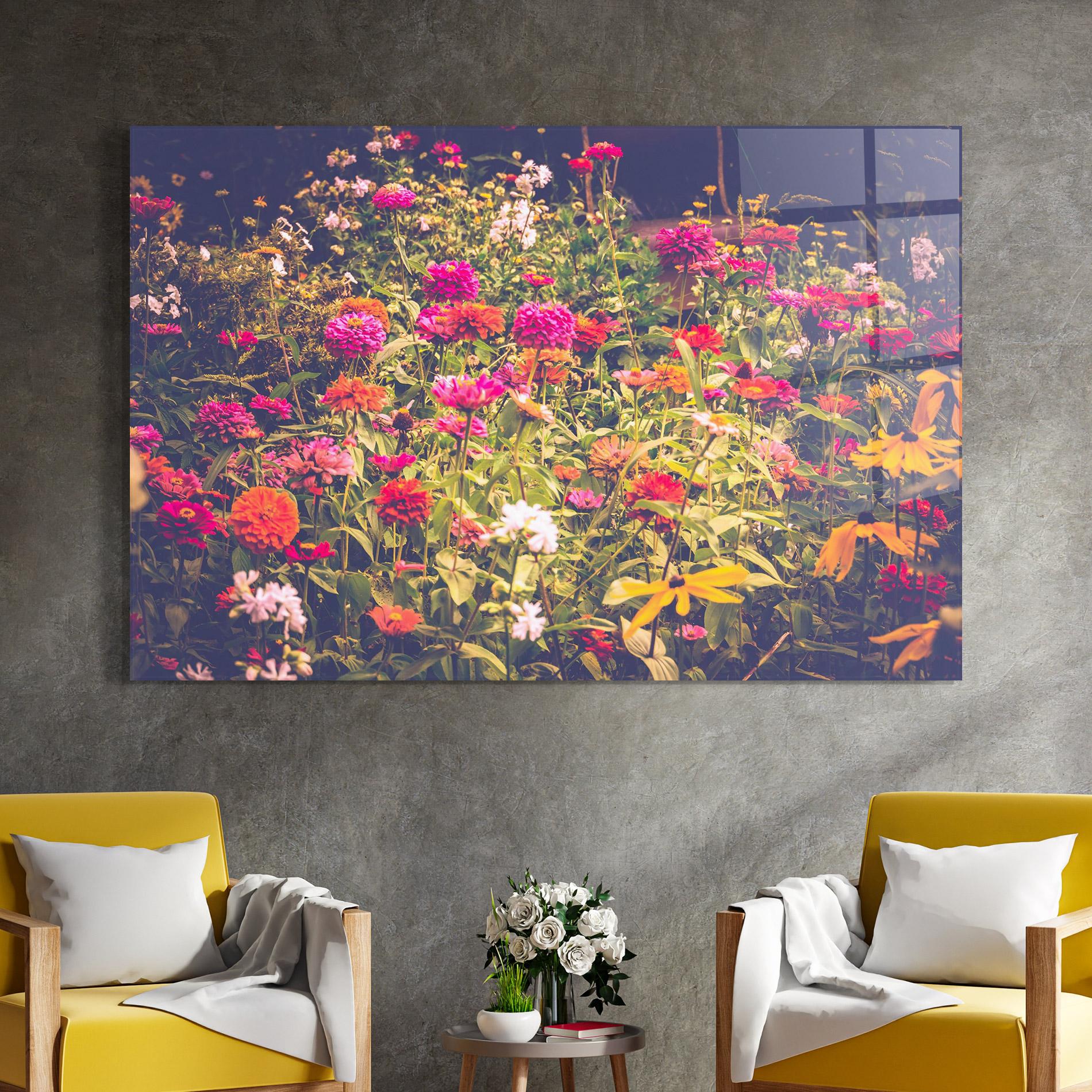 Glasbild Colorful Wild Field mockup 4