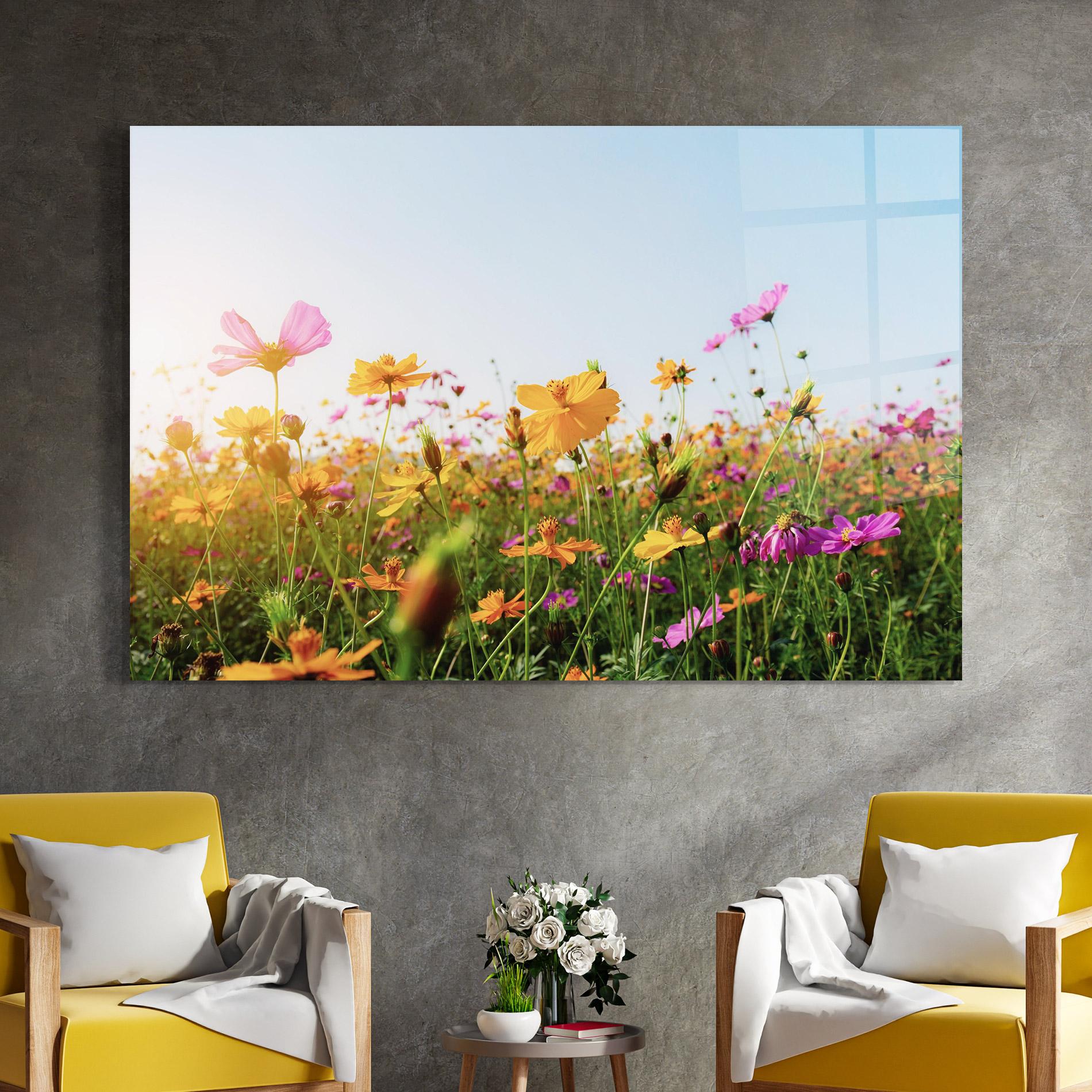 Glasbild Cosmos Field Sunset mockup 4