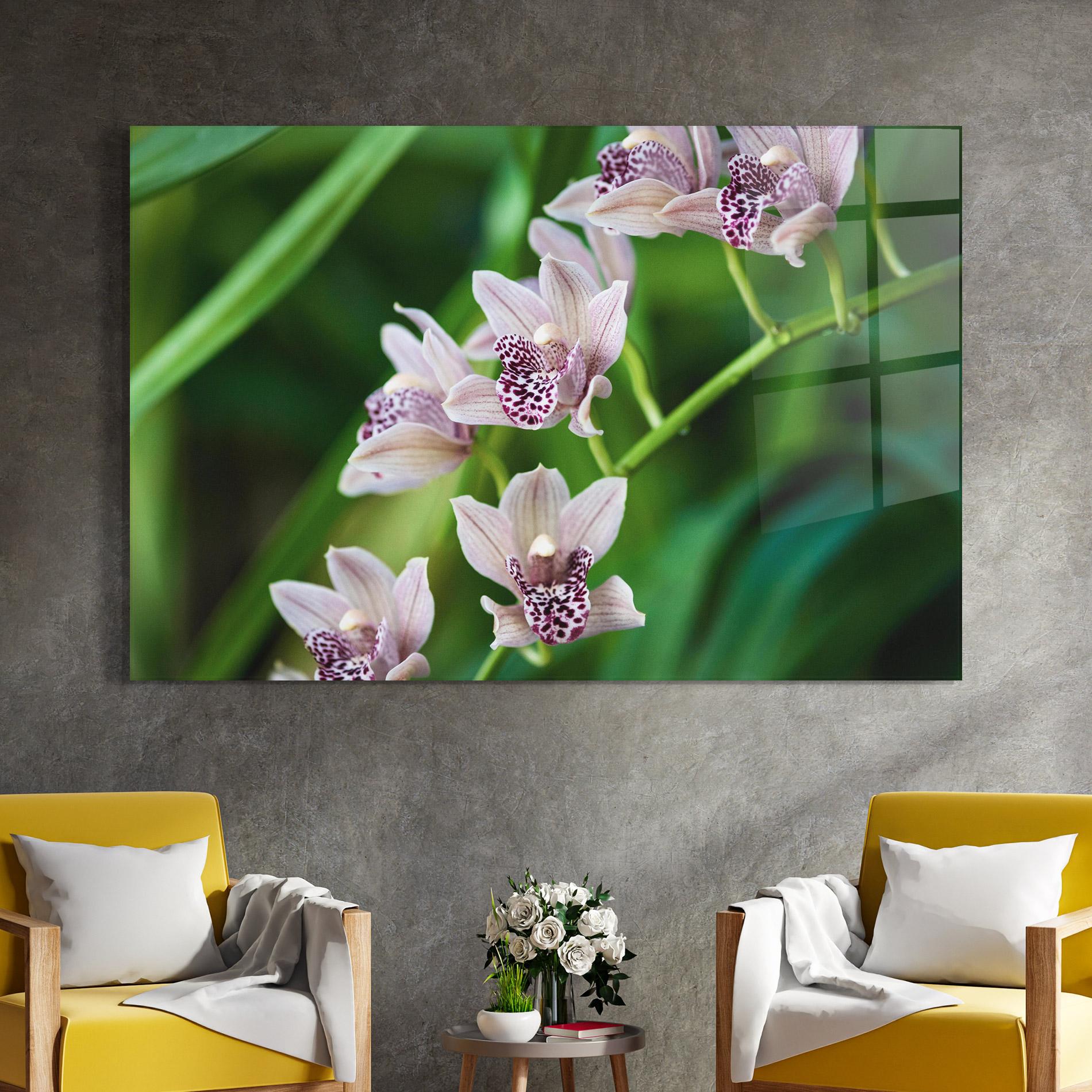 Glasbild Cymbidium Orchid mockup 4