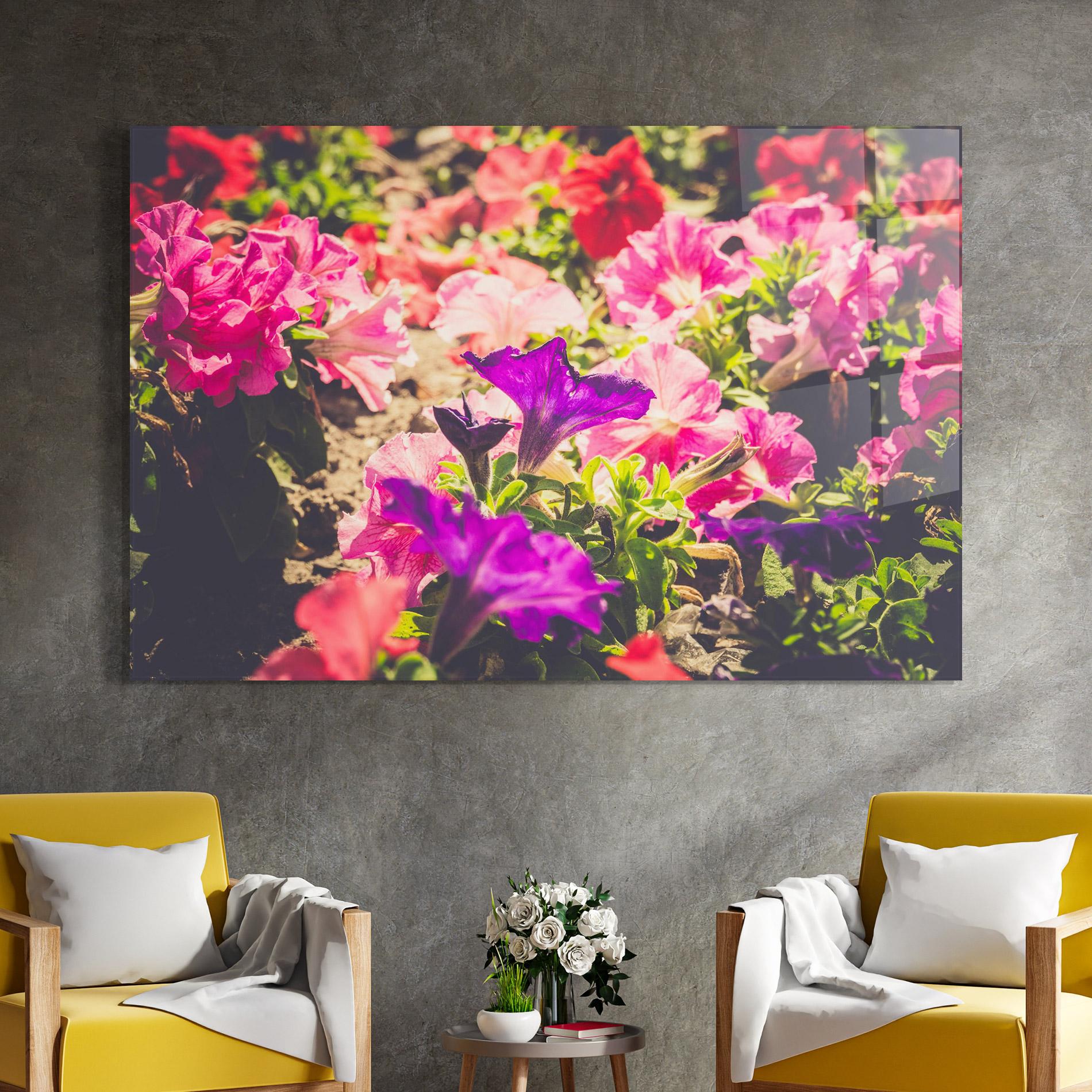 Glasbild Daylight Purple Flower mockup 4