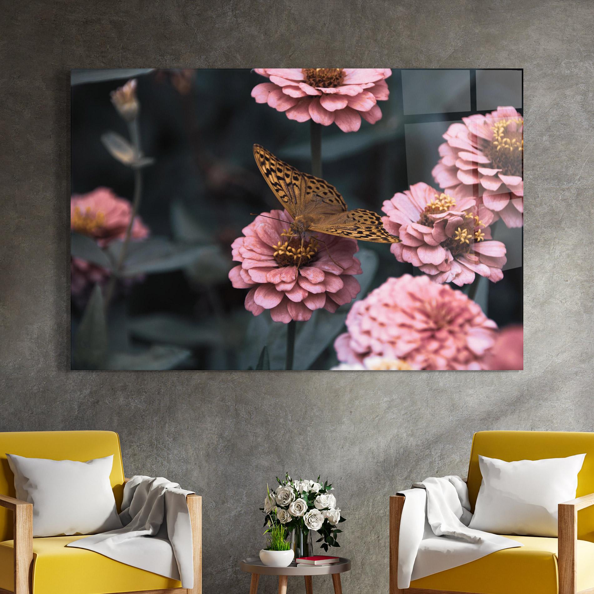 Glasbild Flower Butterfly mockup 4