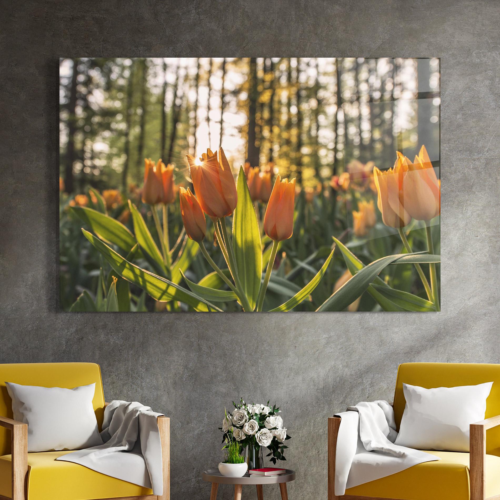 Glasbild Forest Tulips mockup 4