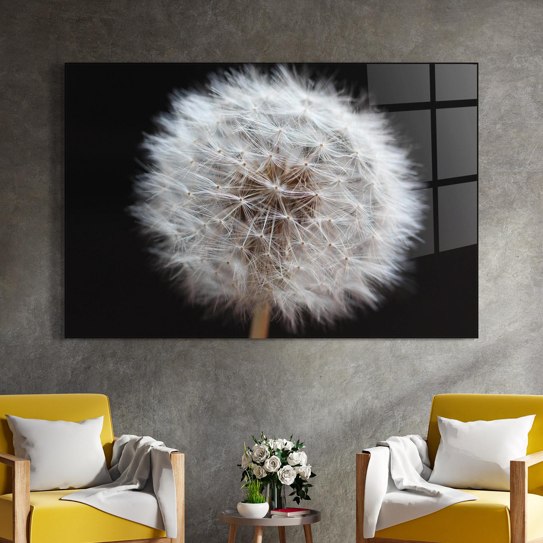 Glasbild Wild Dandelion Closeup mockup 4