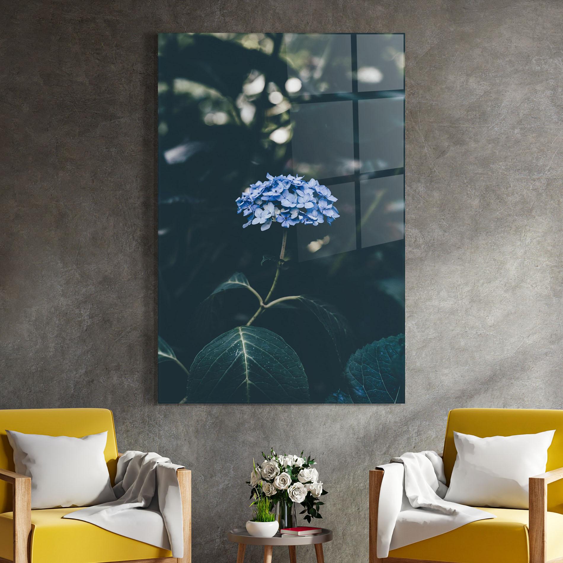 Glasbild Forest Blue Flower mockup 4