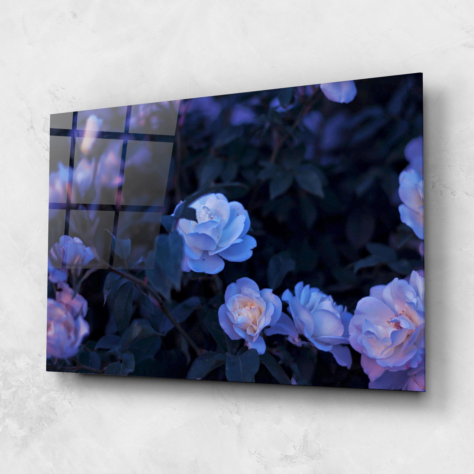 Glasbild Blue Light Rose mockup 1