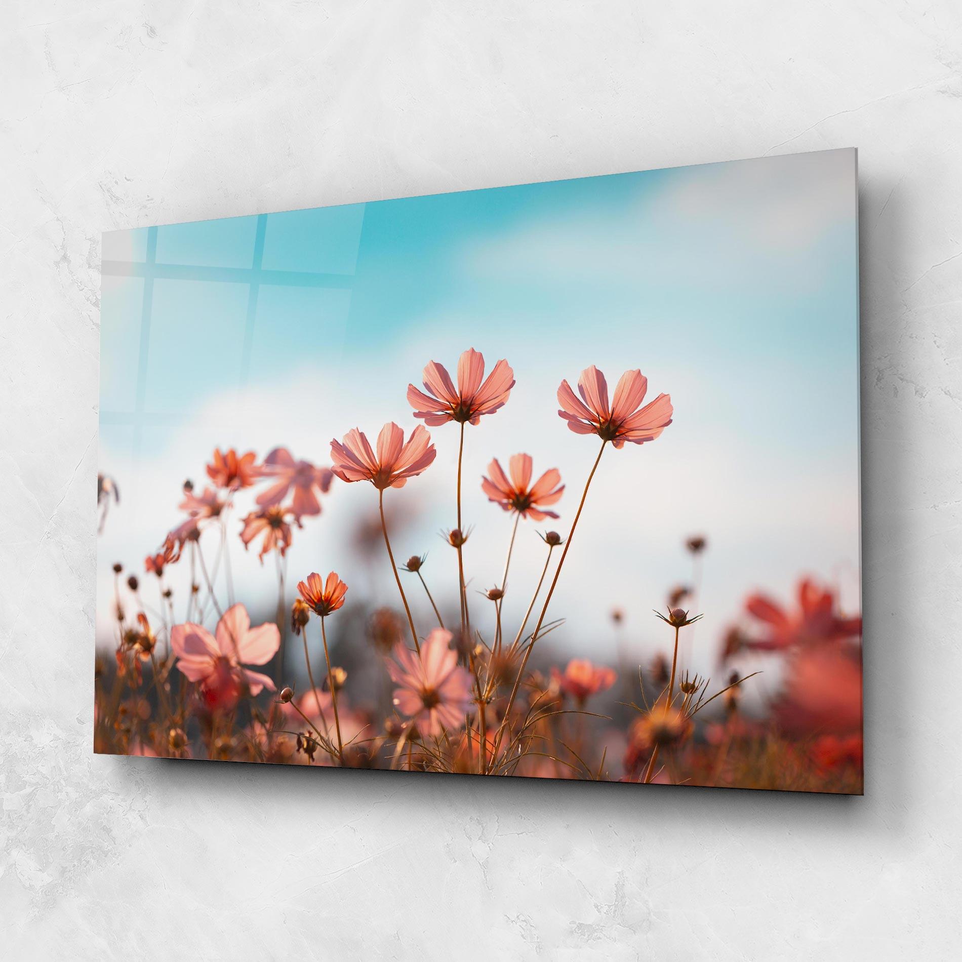 Glasbild Cosmos Flowers Beautiful mockup 1