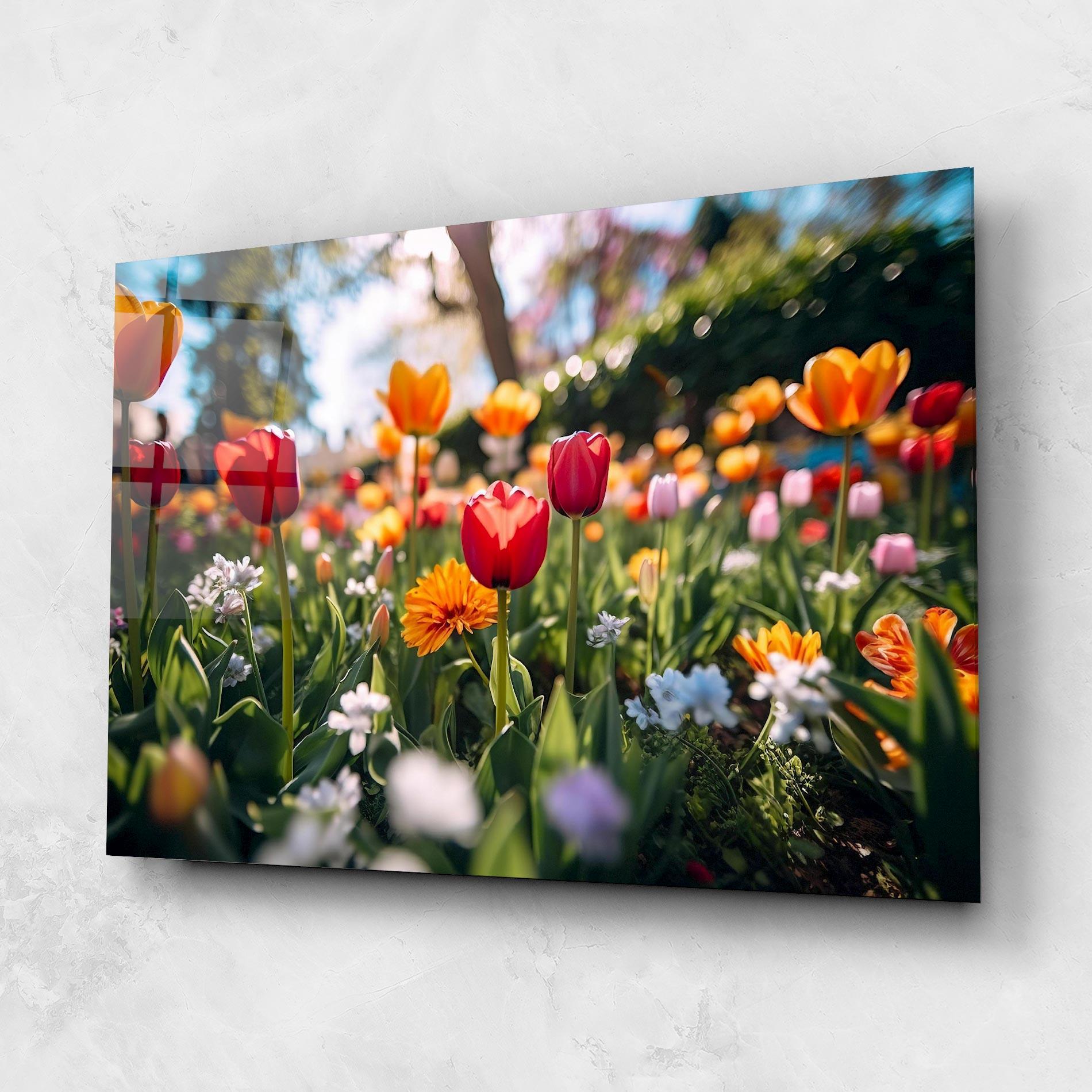 Glasbild Garden Tulips Mix mockup 1