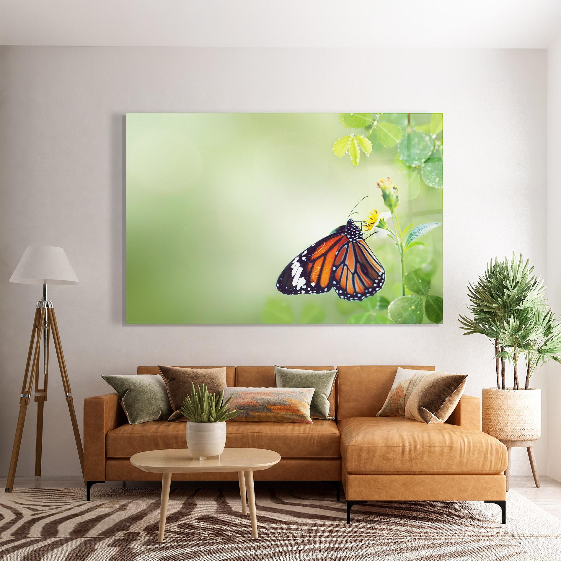 Glasbild Butterfly Wild Plant mockup 7