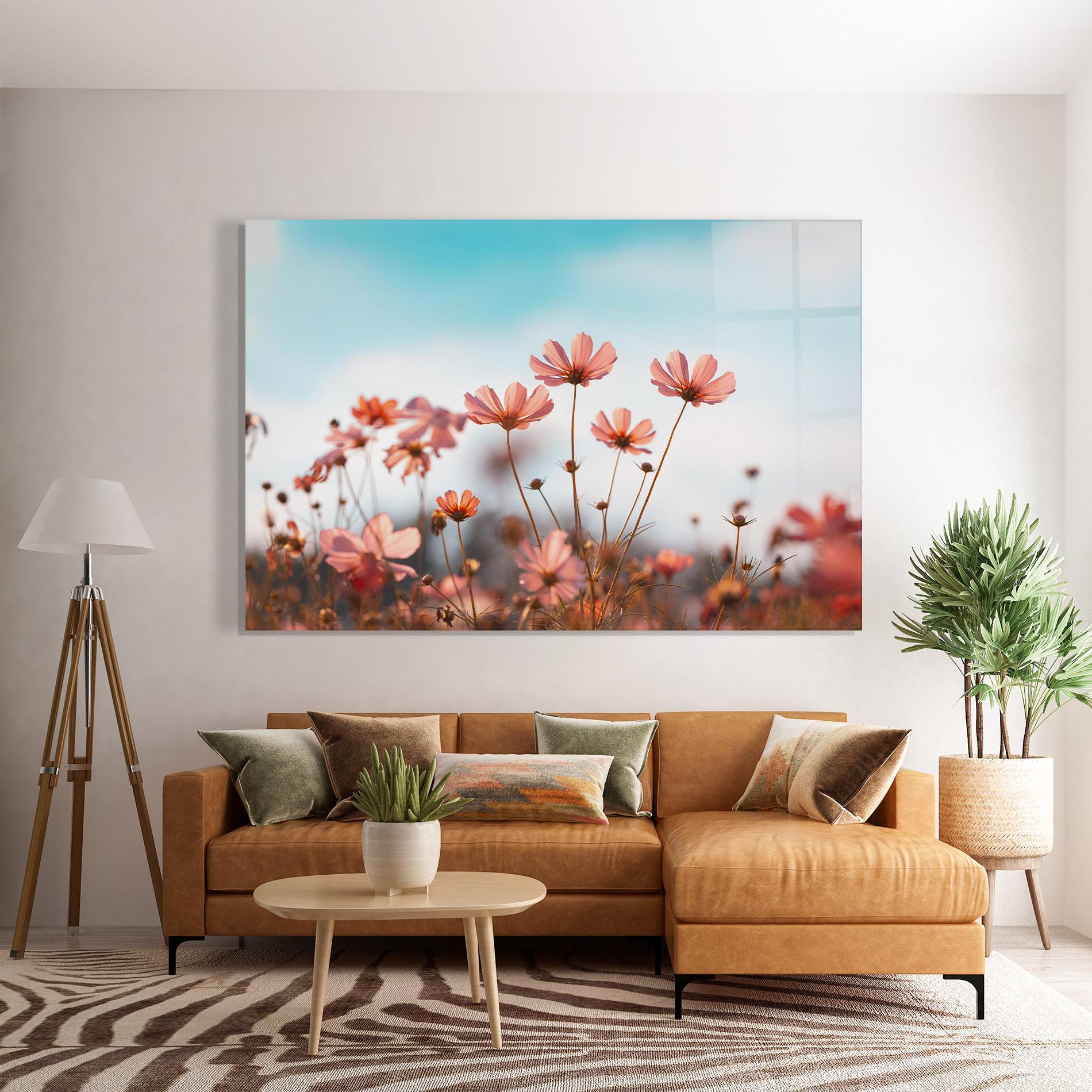 Glasbild Cosmos Flowers Beautiful mockup 7