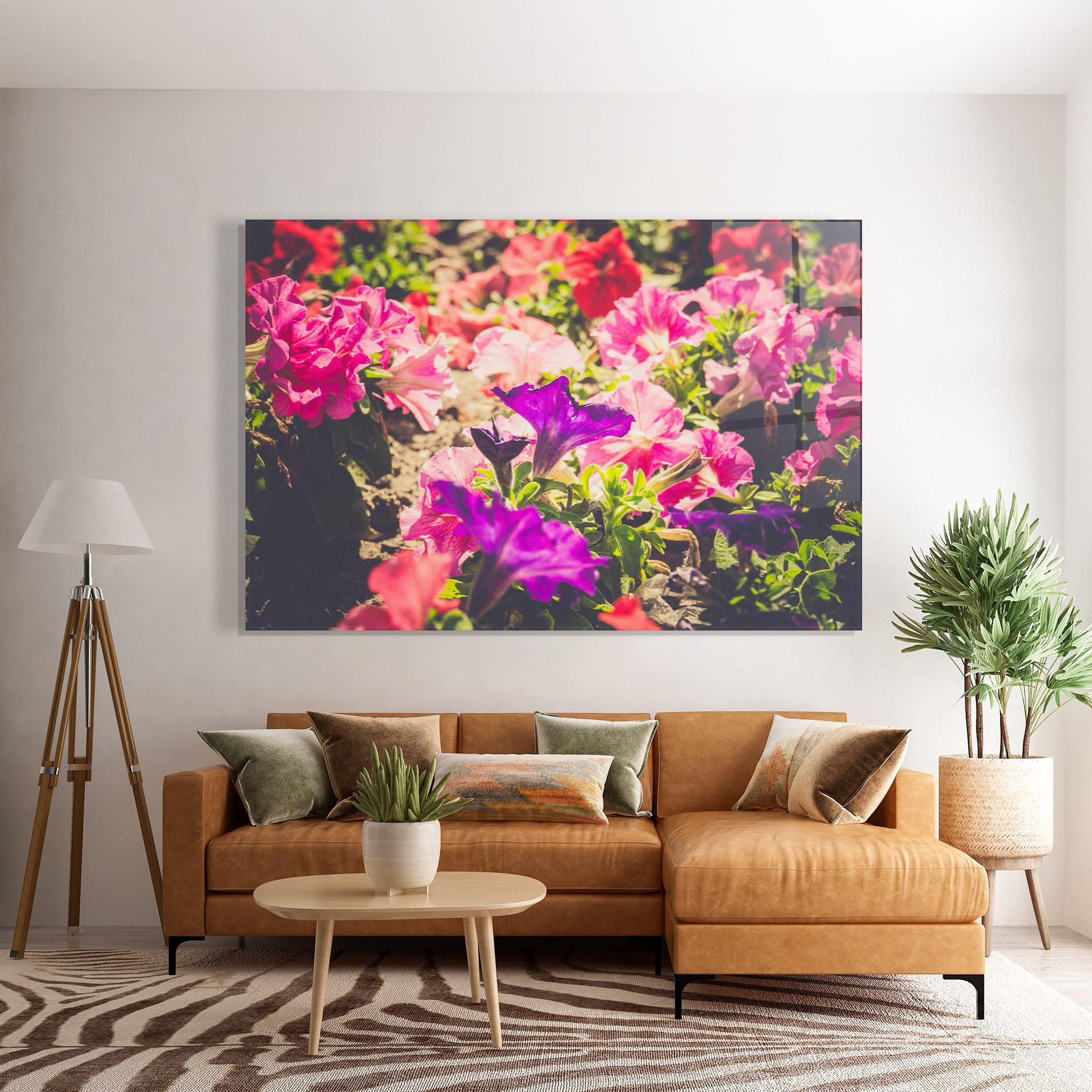 Glasbild Daylight Purple Flower mockup 7