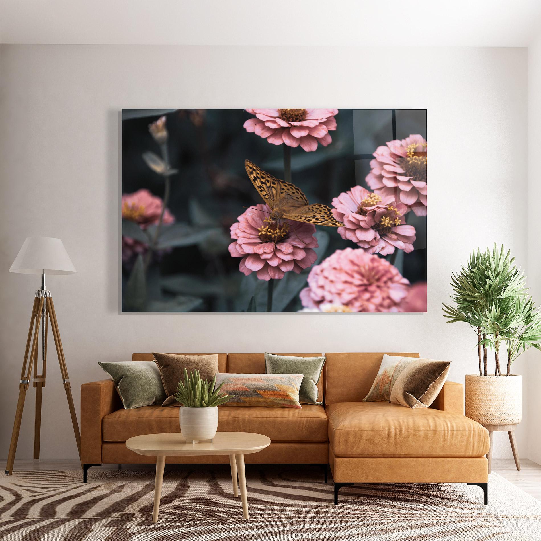 Glasbild Flower Butterfly mockup 7