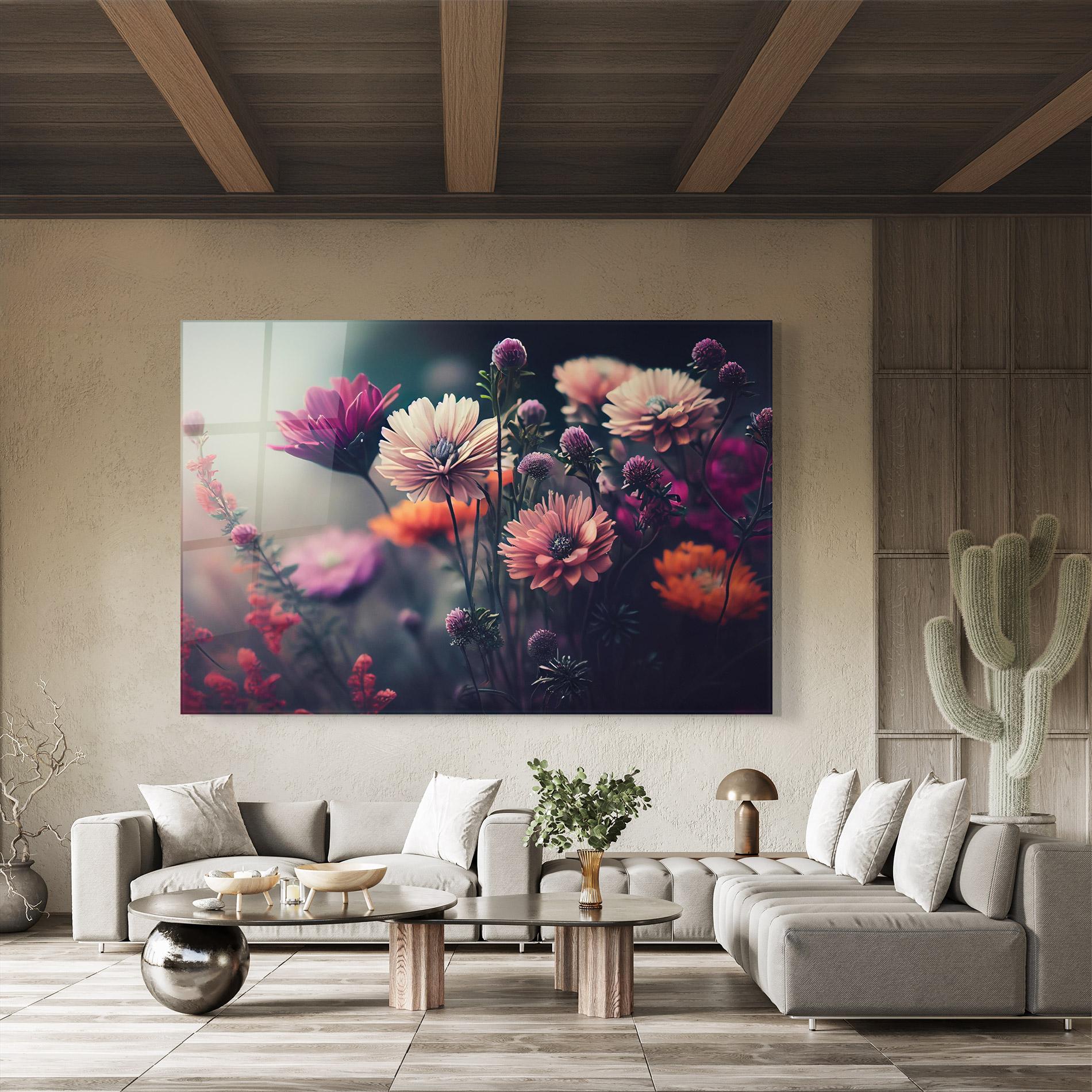 Glasbild Beautiful Flower Garden mockup 8