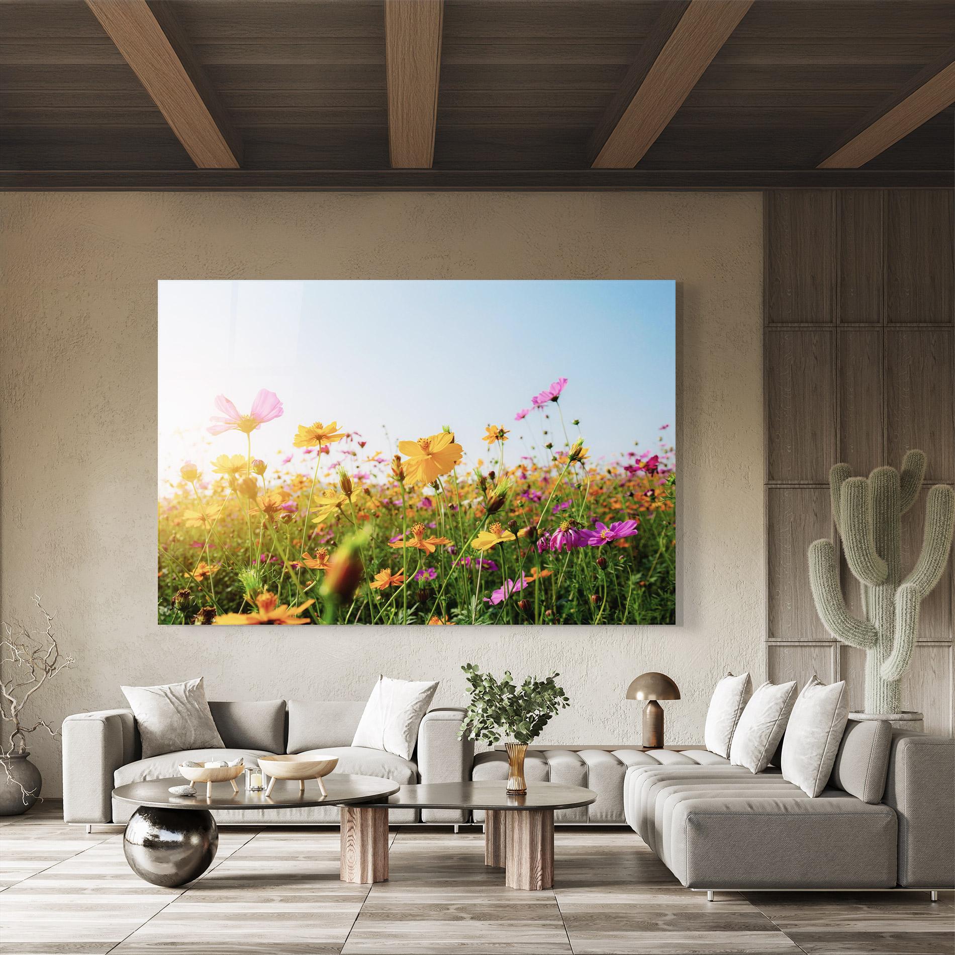 Glasbild Cosmos Field Sunset mockup 8