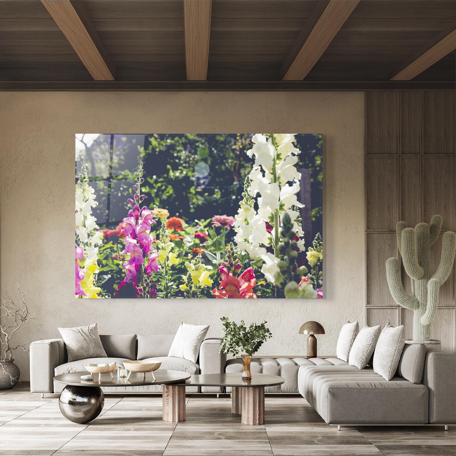 Glasbild Garden Pretty Flowers mockup 8