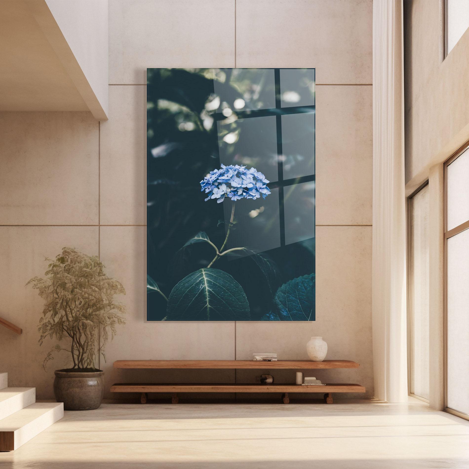 Glasbild Forest Blue Flower mockup 8