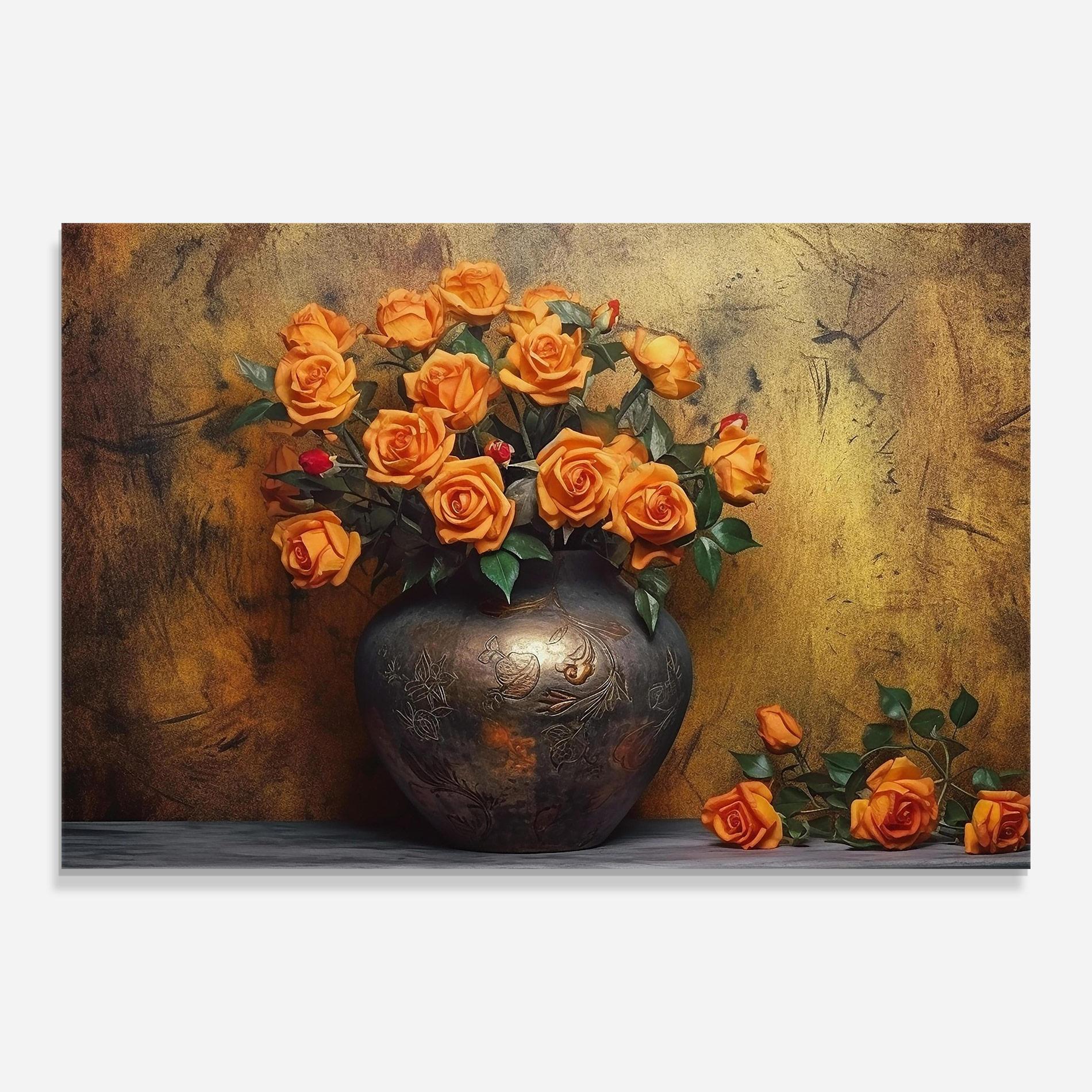 Glasbild Orange Vintage Vase mockup 0
