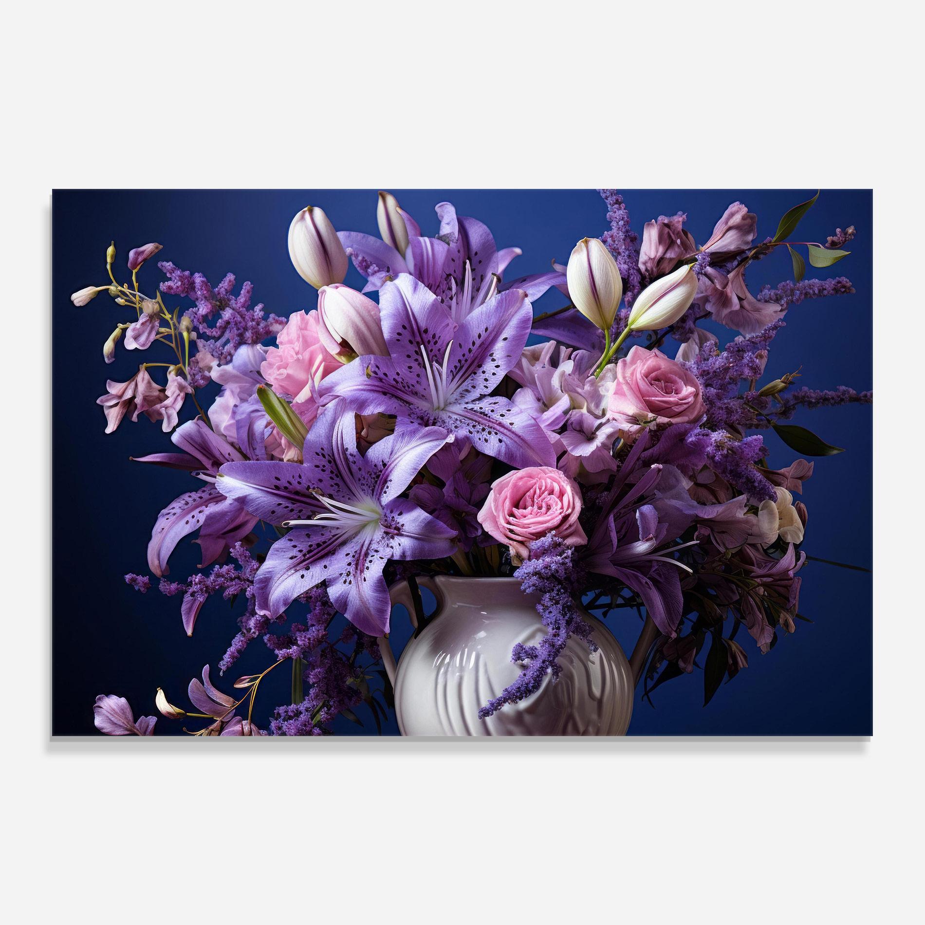 Glasbild Vase Purple Flower mockup 0