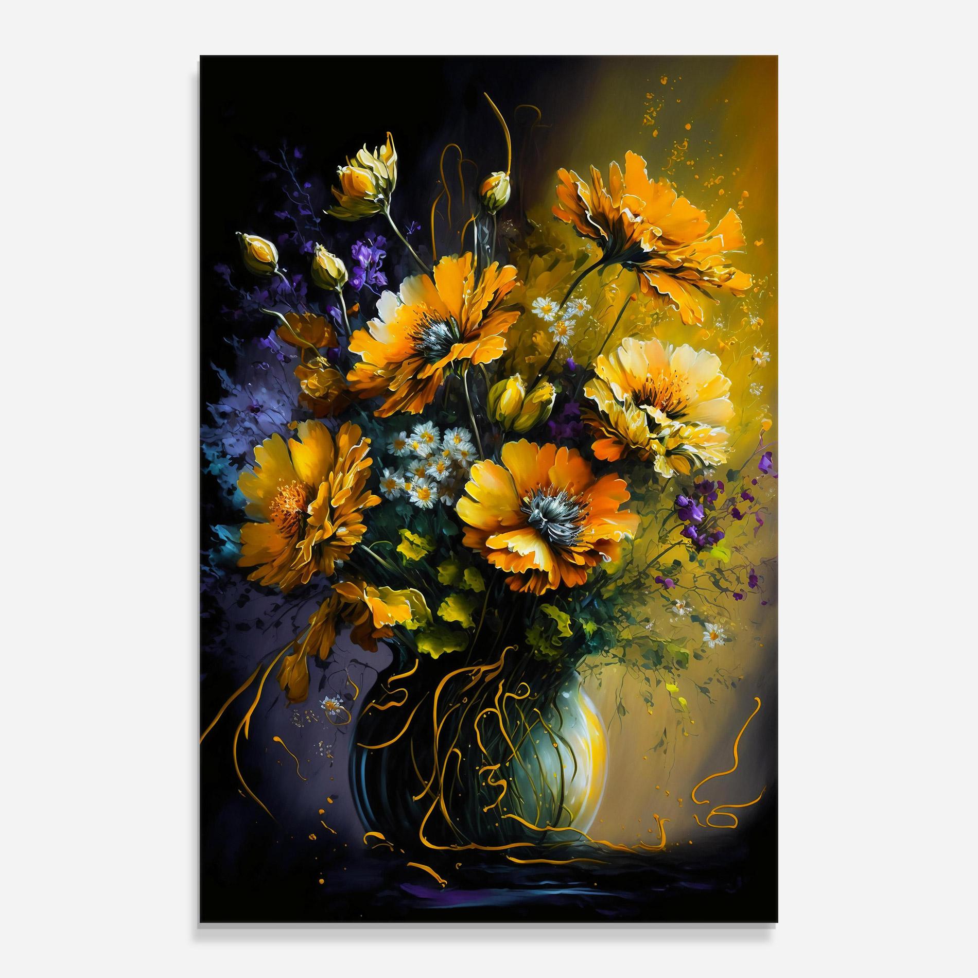Glasbild Yellow Flower Art Vase mockup 0