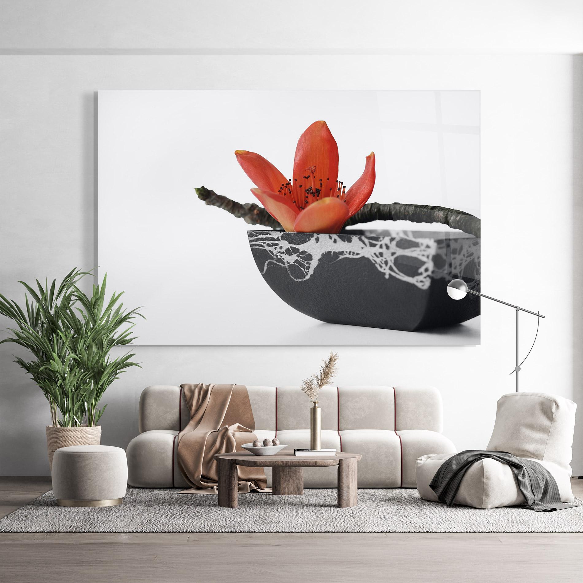 Glasbild Black Marble Vase mockup 9