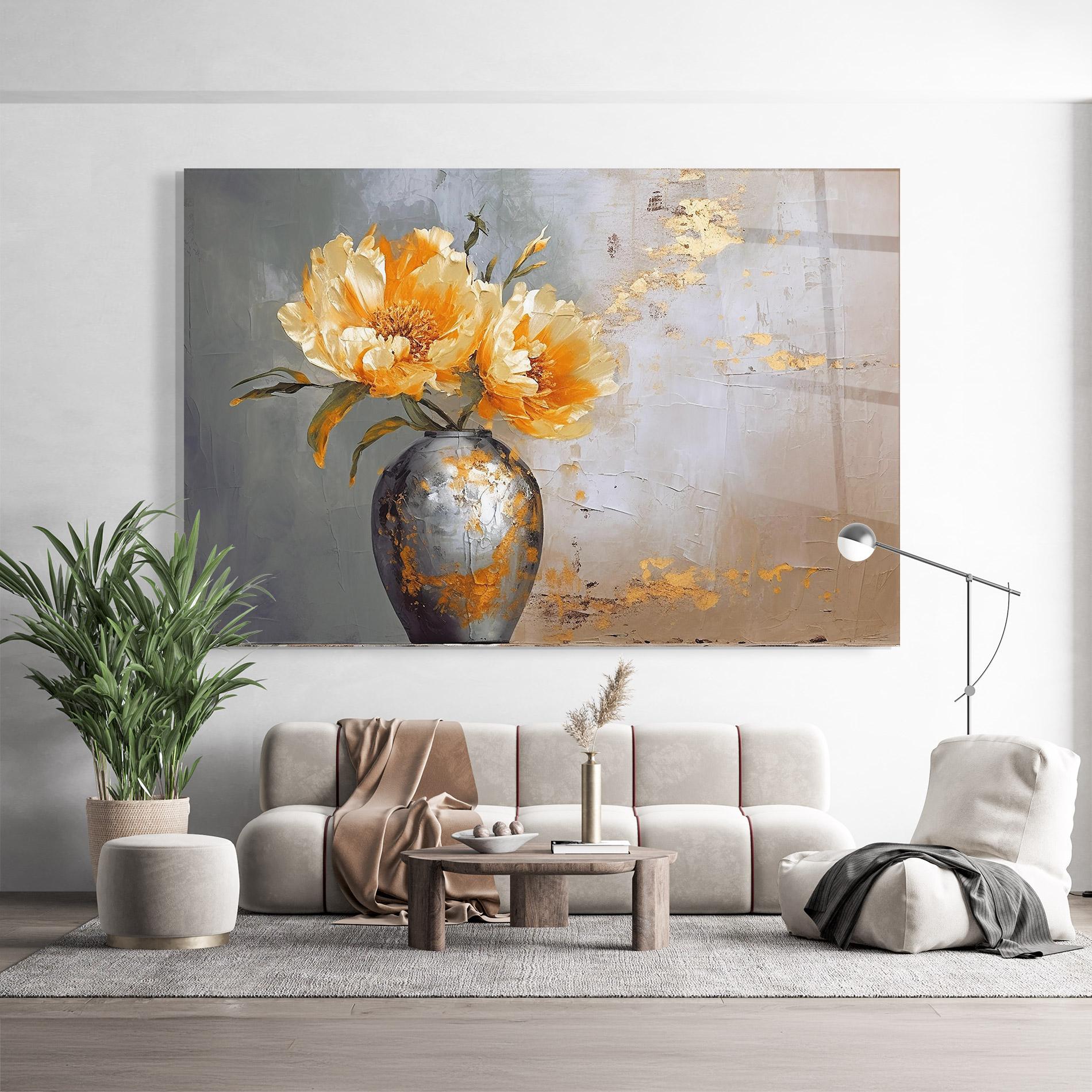 Glasbild Grey Painting Vase mockup 9