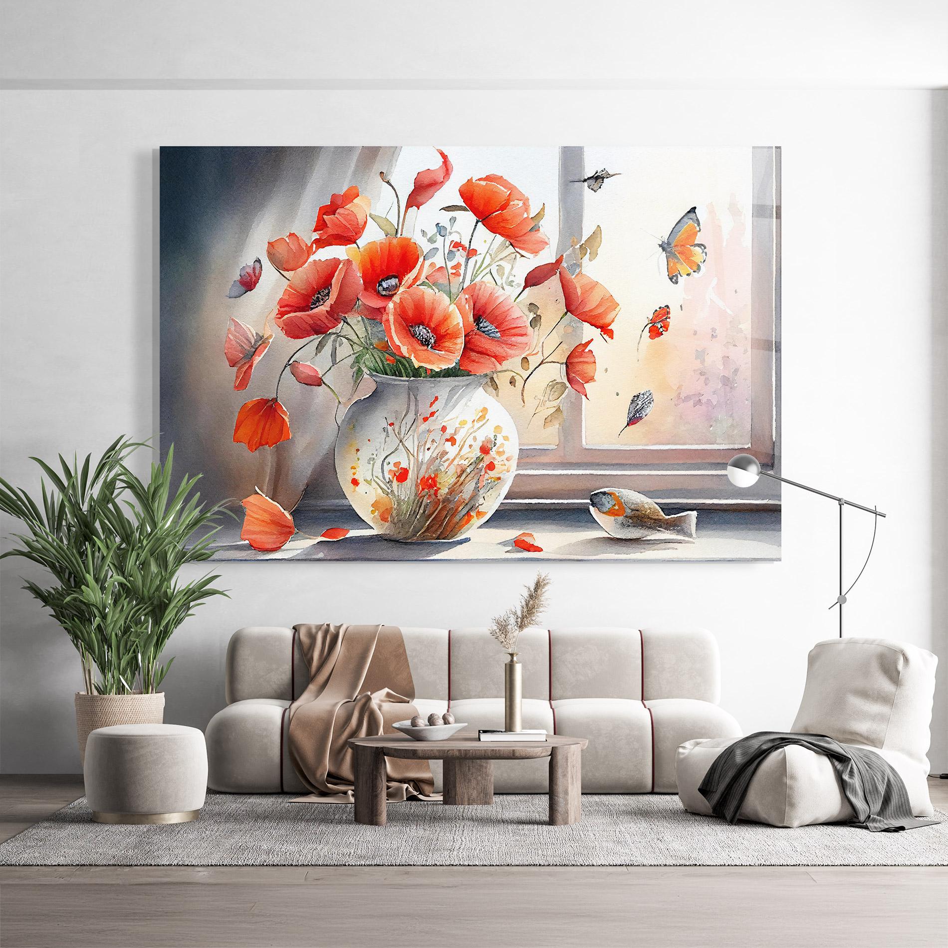 Glasbild Poppies Vase mockup 9