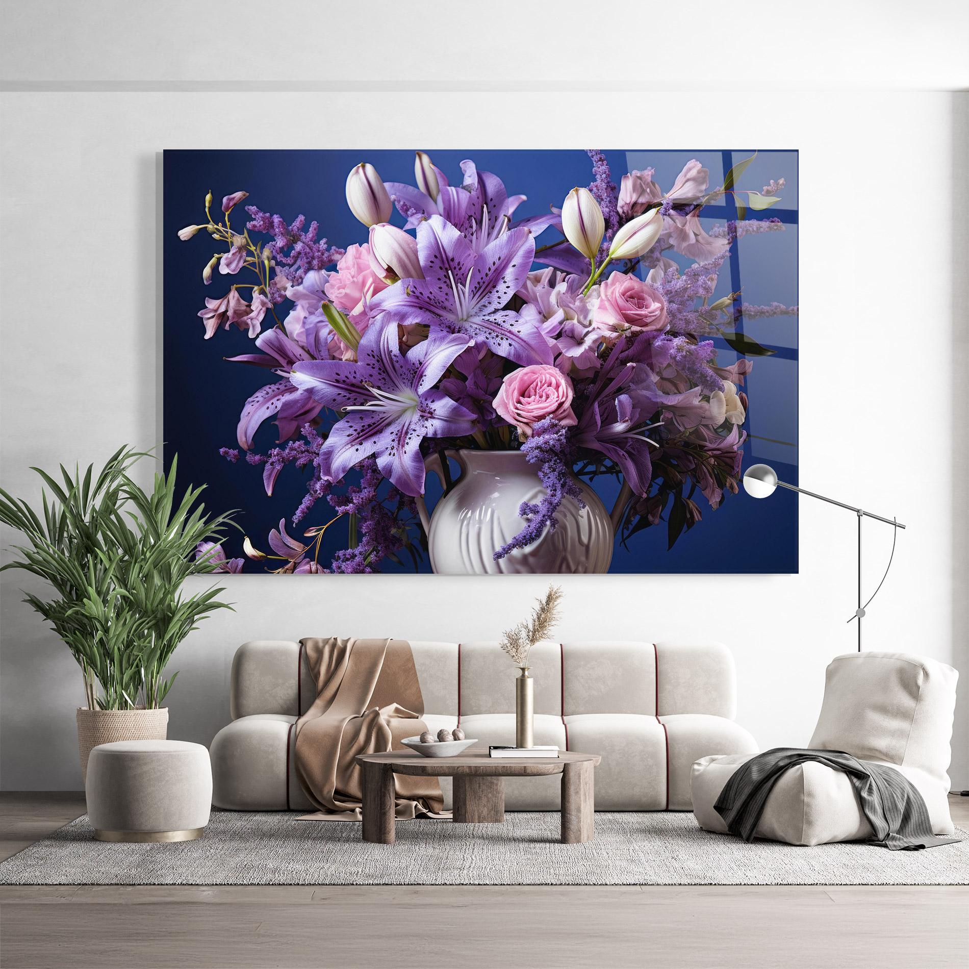 Glasbild Vase Purple Flower mockup 9
