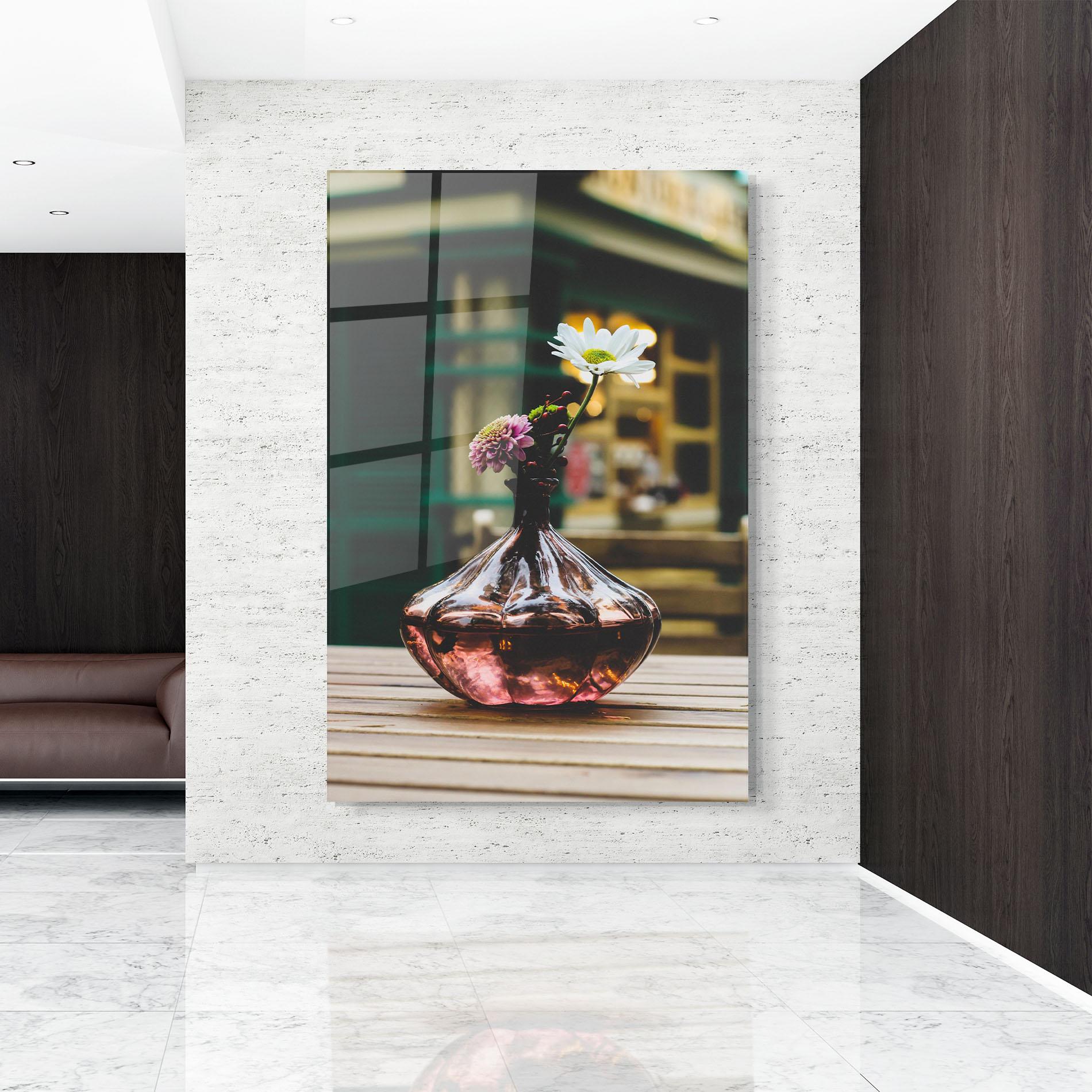 Glasbild Pink Vase Flower mockup 9