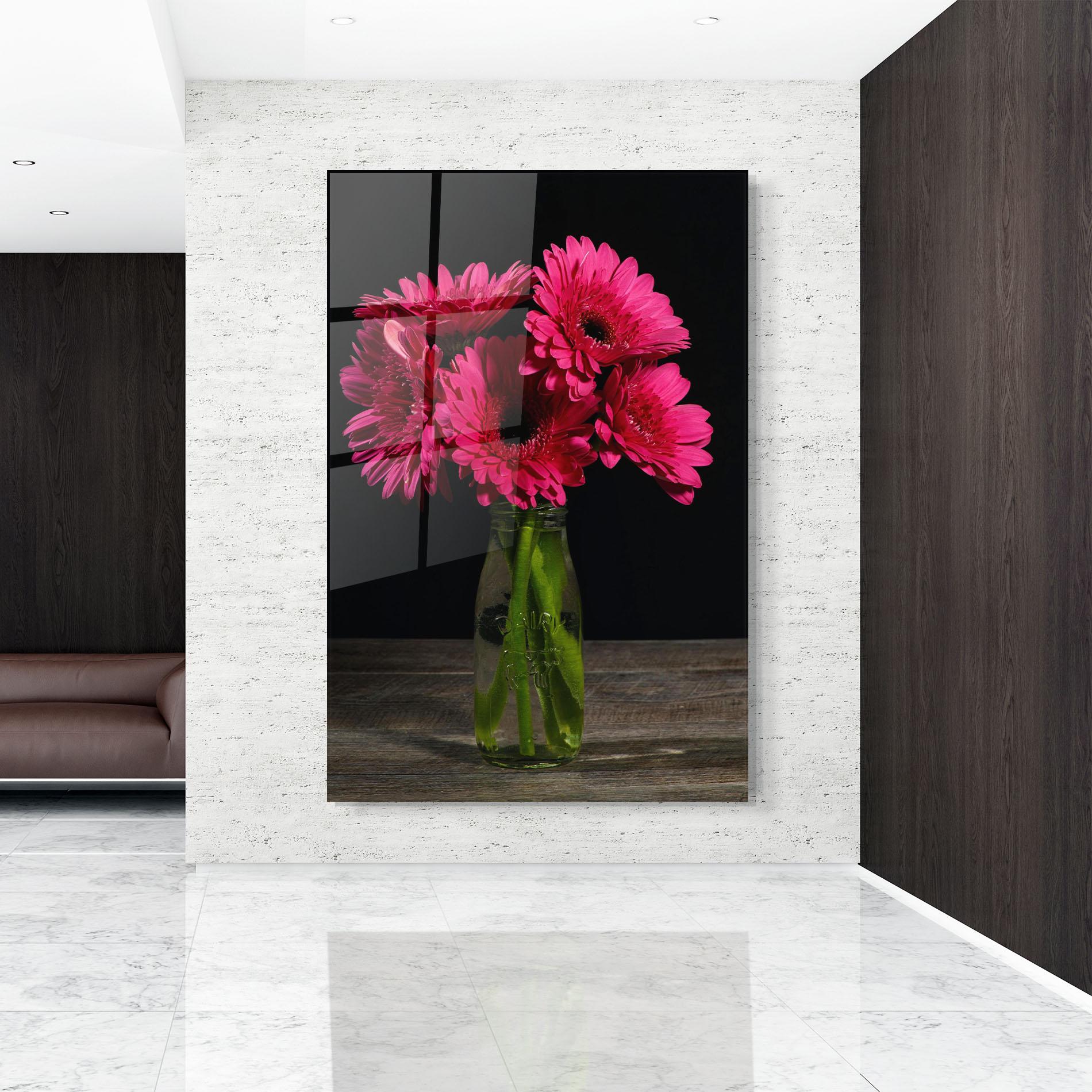 Glasbild Vase Strong Pink mockup 9