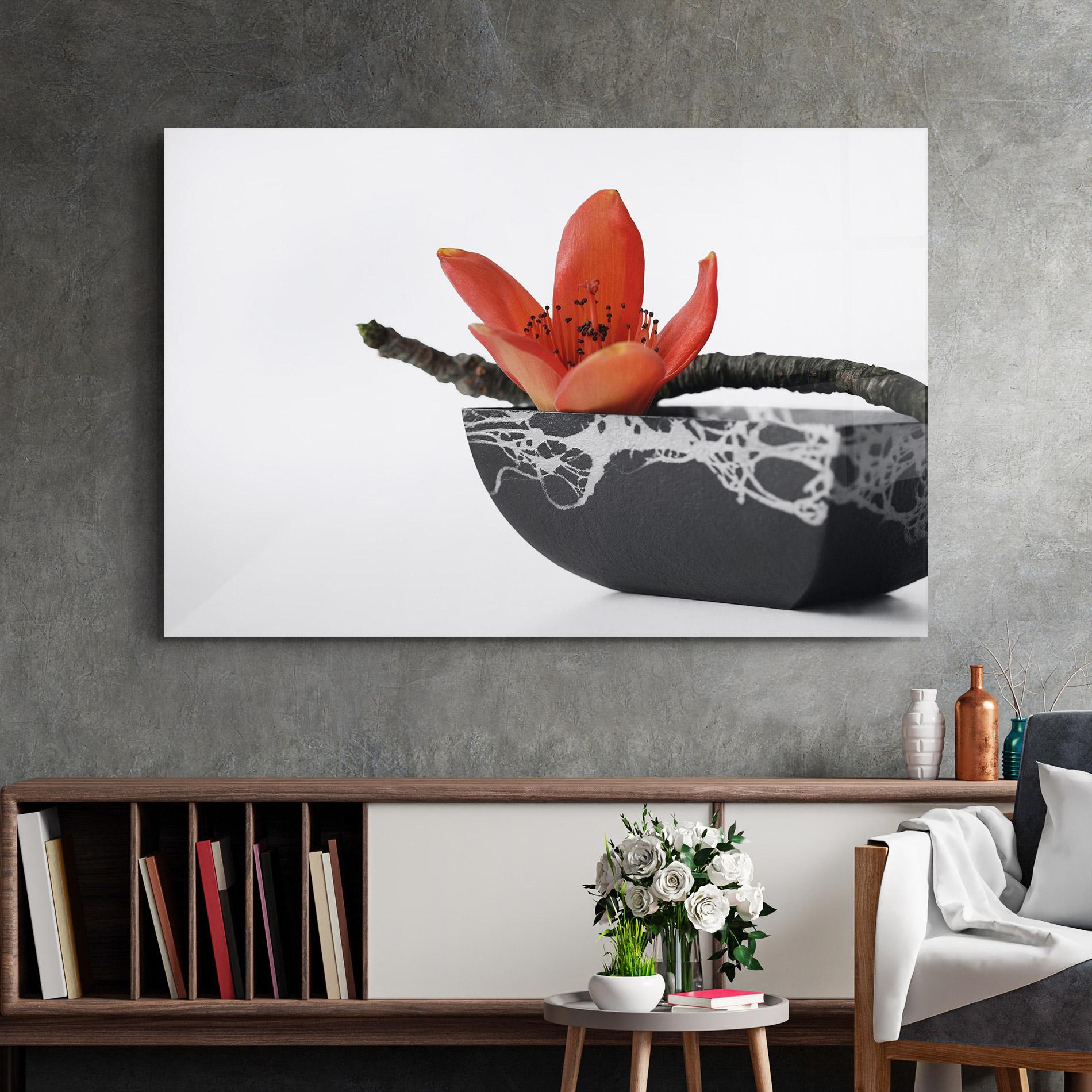 Glasbild Black Marble Vase mockup 2