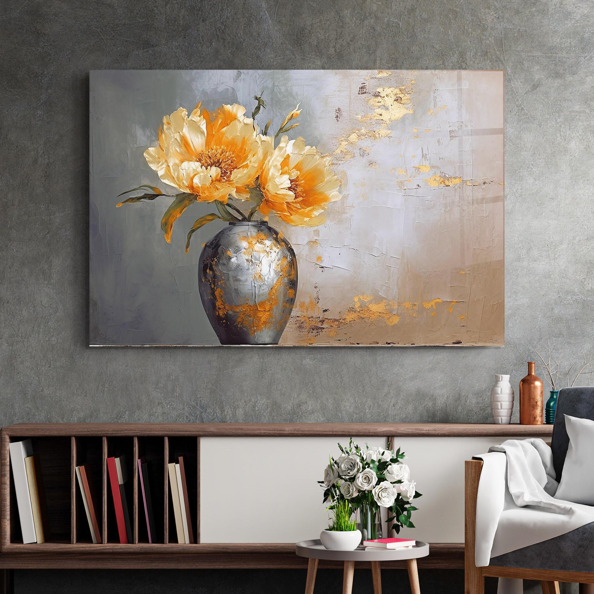 Glasbild Grey Painting Vase mockup 2