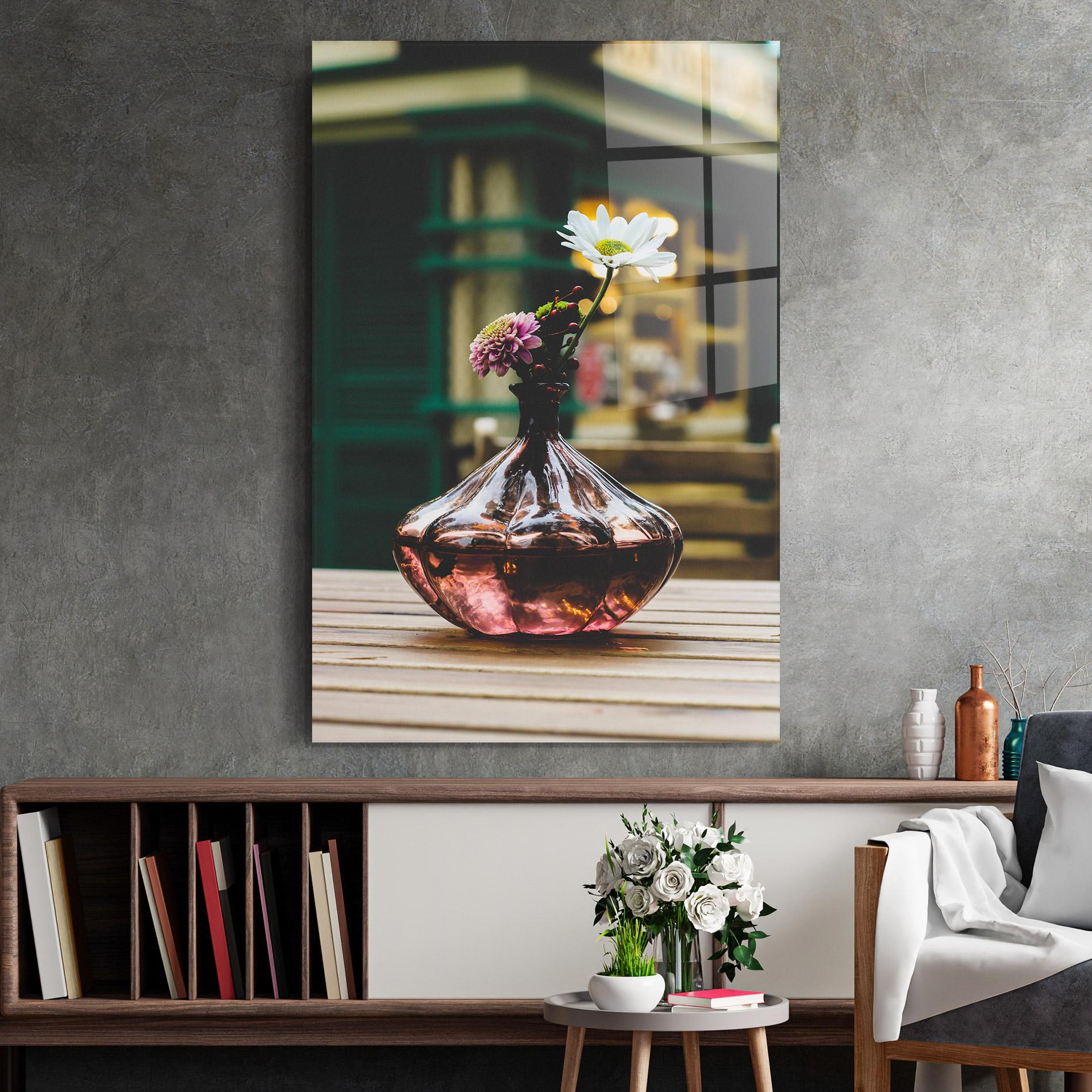 Glasbild Pink Vase Flower mockup 2