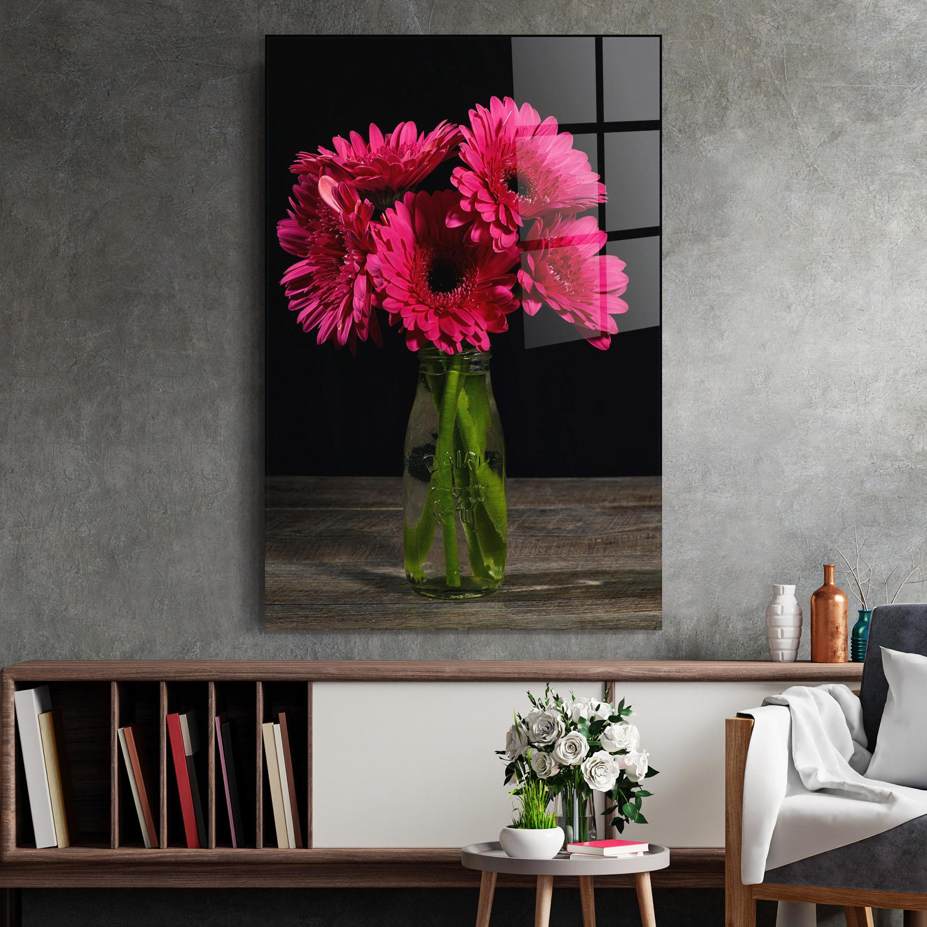 Glasbild Vase Strong Pink mockup 2