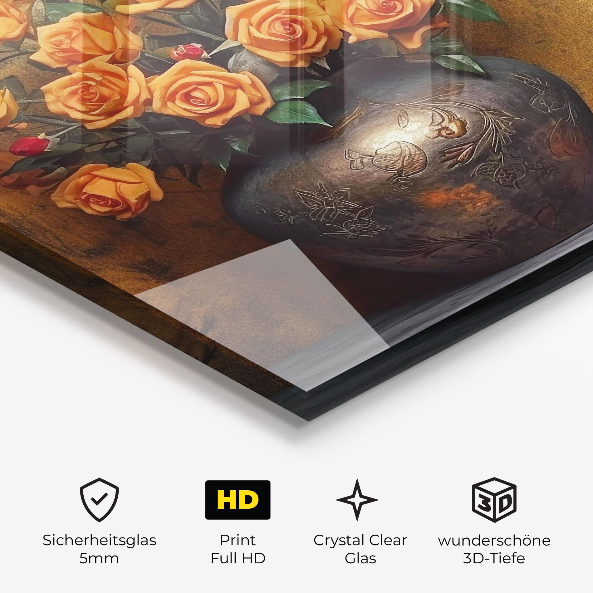 Glasbild Orange Vintage Vase mockup 3