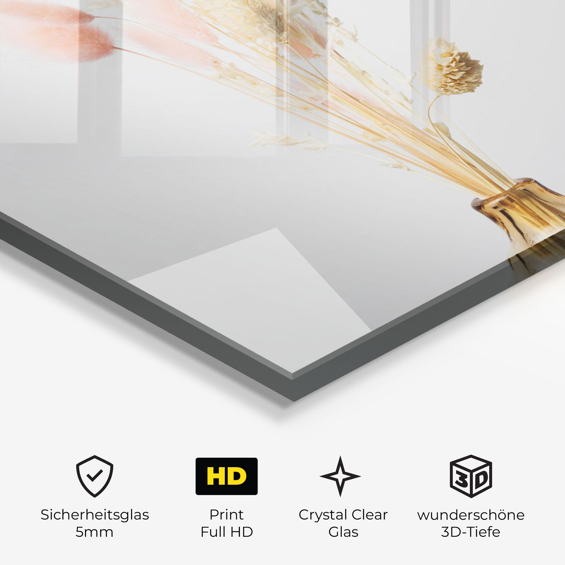 Glasbild Pink Cream Flower Vase mockup 3