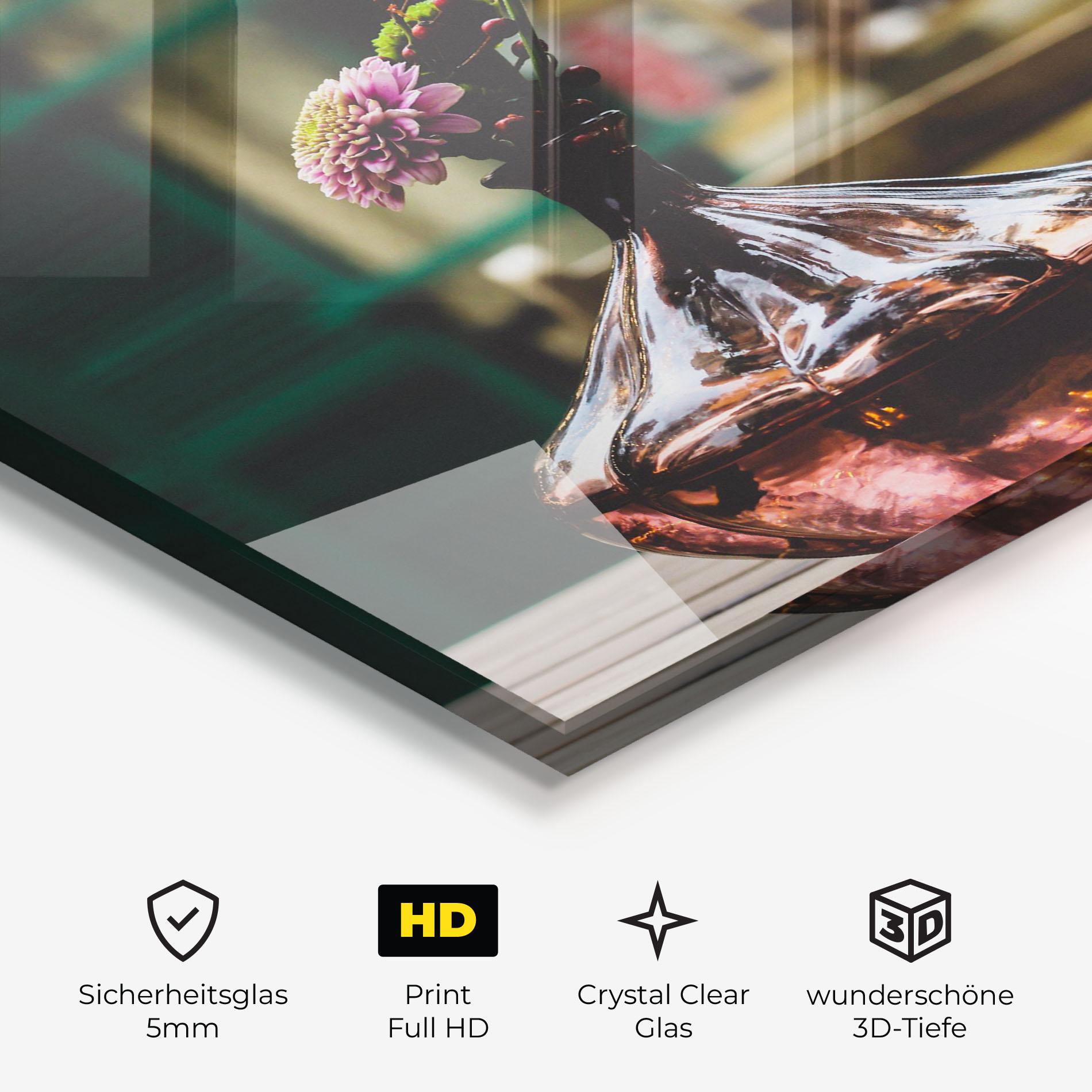 Glasbild Pink Vase Flower mockup 3